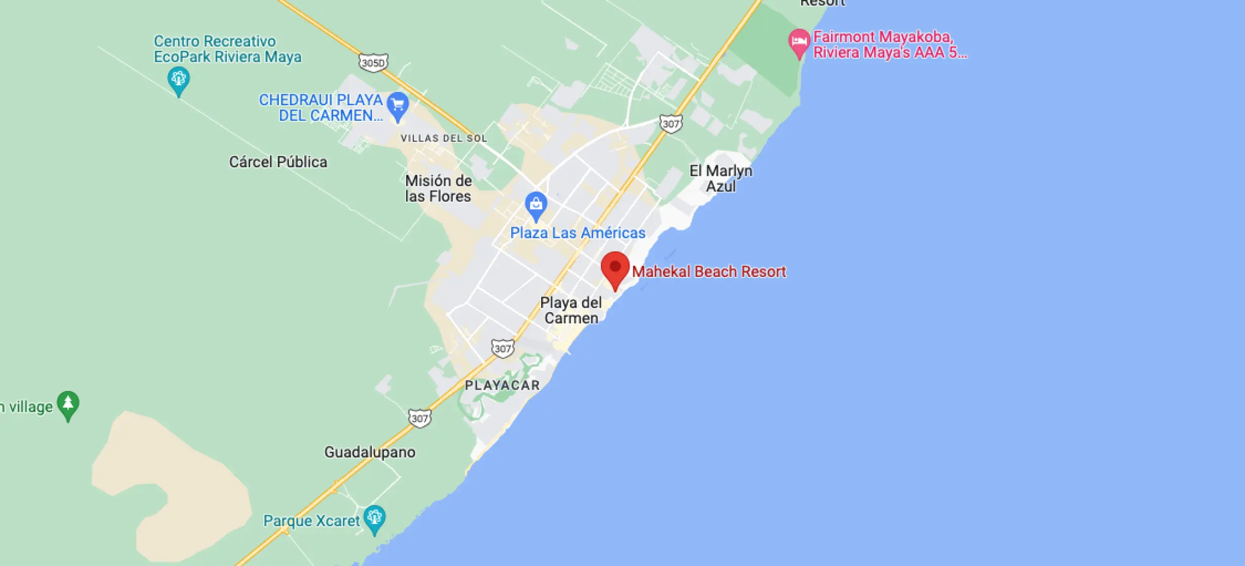 Google maps of Mahekal Beach Resort