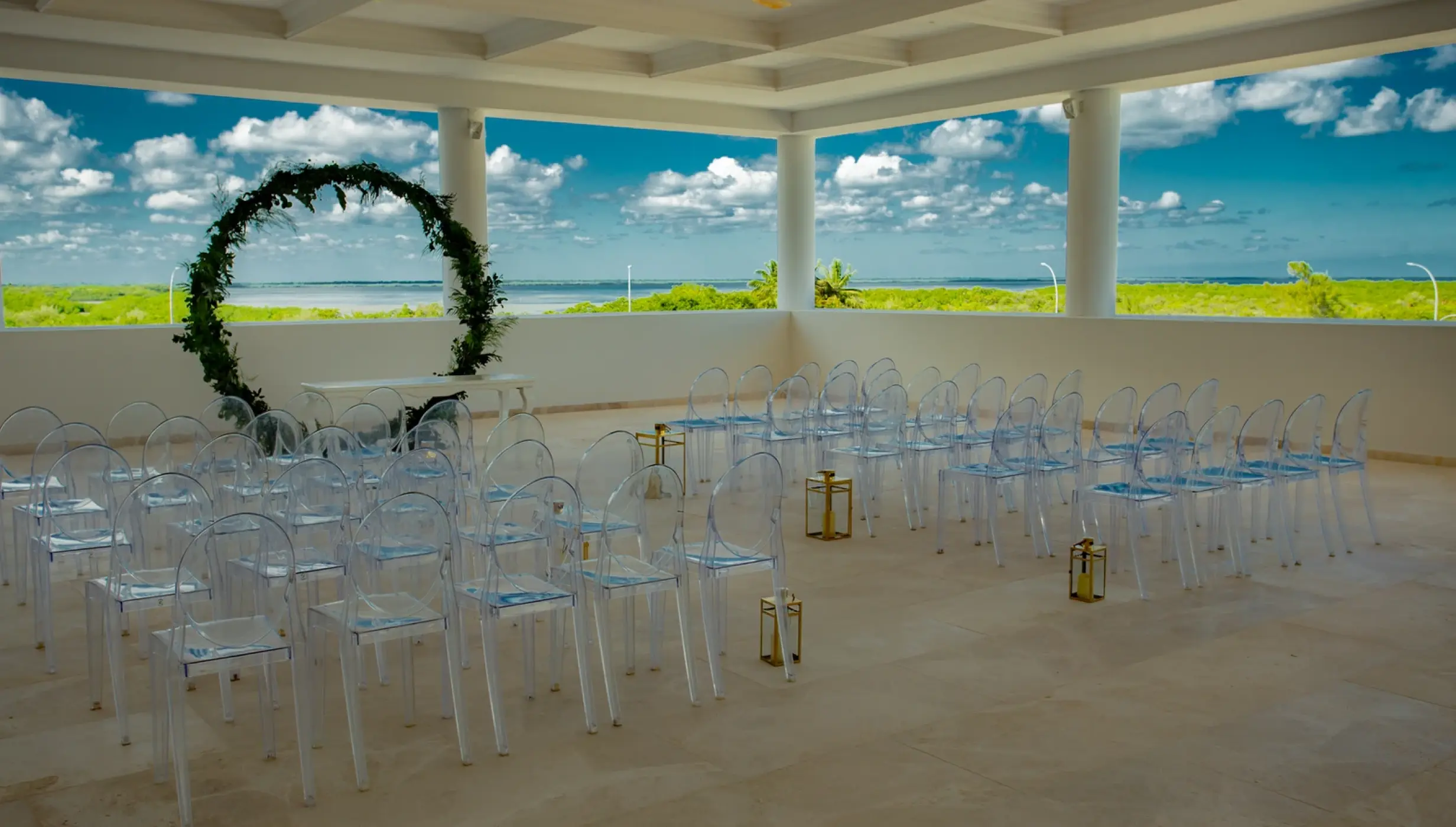 Ceremony decor in Ballroom Terrace at Majestic Elegance Costa Mujeres