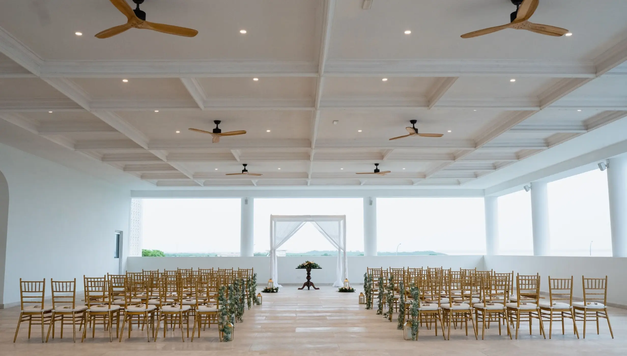 Ceremony decor in Ballroom Terrace at Majestic Elegance Costa Mujeres