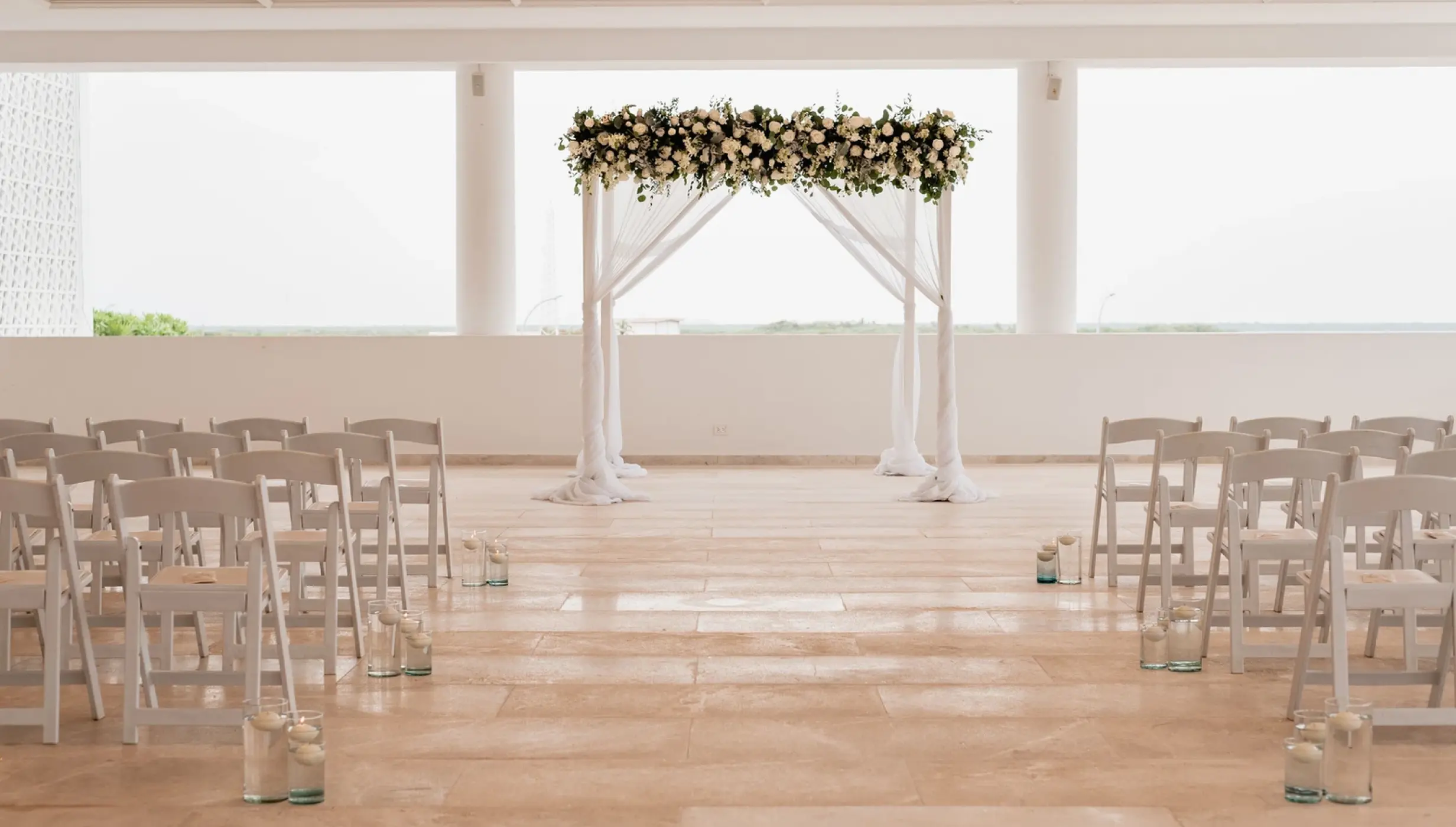 Ceremony decor in Ballroom Terrace at Majestic Elegance Costa Mujeres
