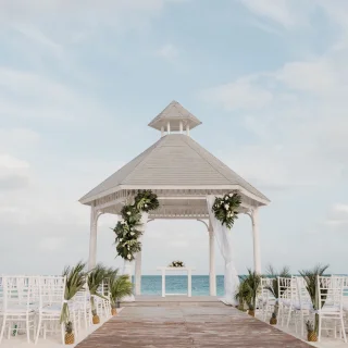 Wedding ceremony in Beach gazebo at Majestic Elegance Costa Mujeres