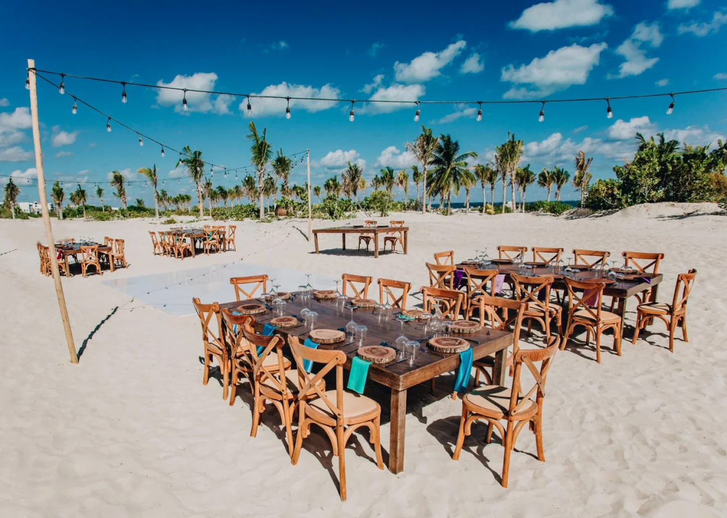 Dinner reception in beach venue at majestic elegance costa mujeres