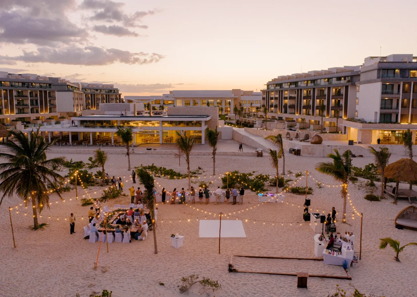 Dinner reception in beach venue at majestic elegance costa mujeres