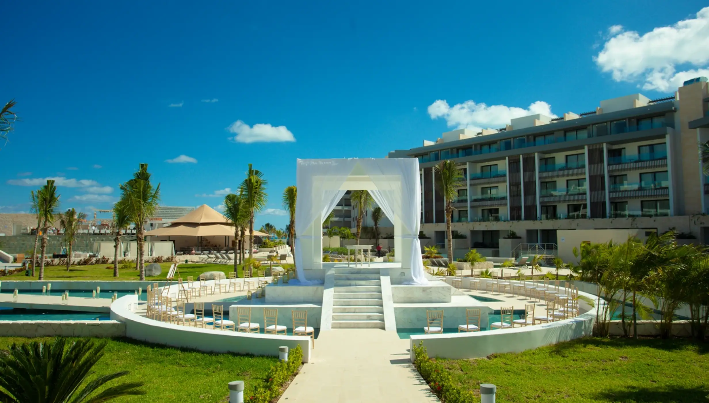 Ceremony decor in the garden gazebo at Majestic Elegance Costa Mujeres