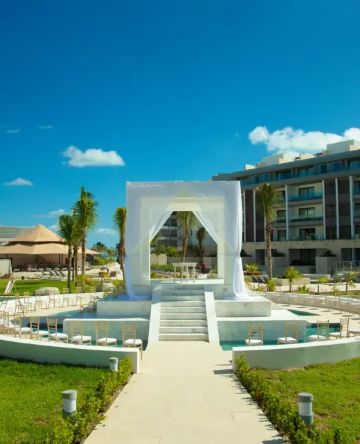 Ceremony decor in the garden gazebo at Majestic Elegance Costa Mujeres