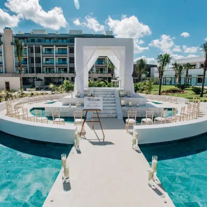 Ceremony decor in the garden gazebo at Majestic Elegance Costa Mujeres