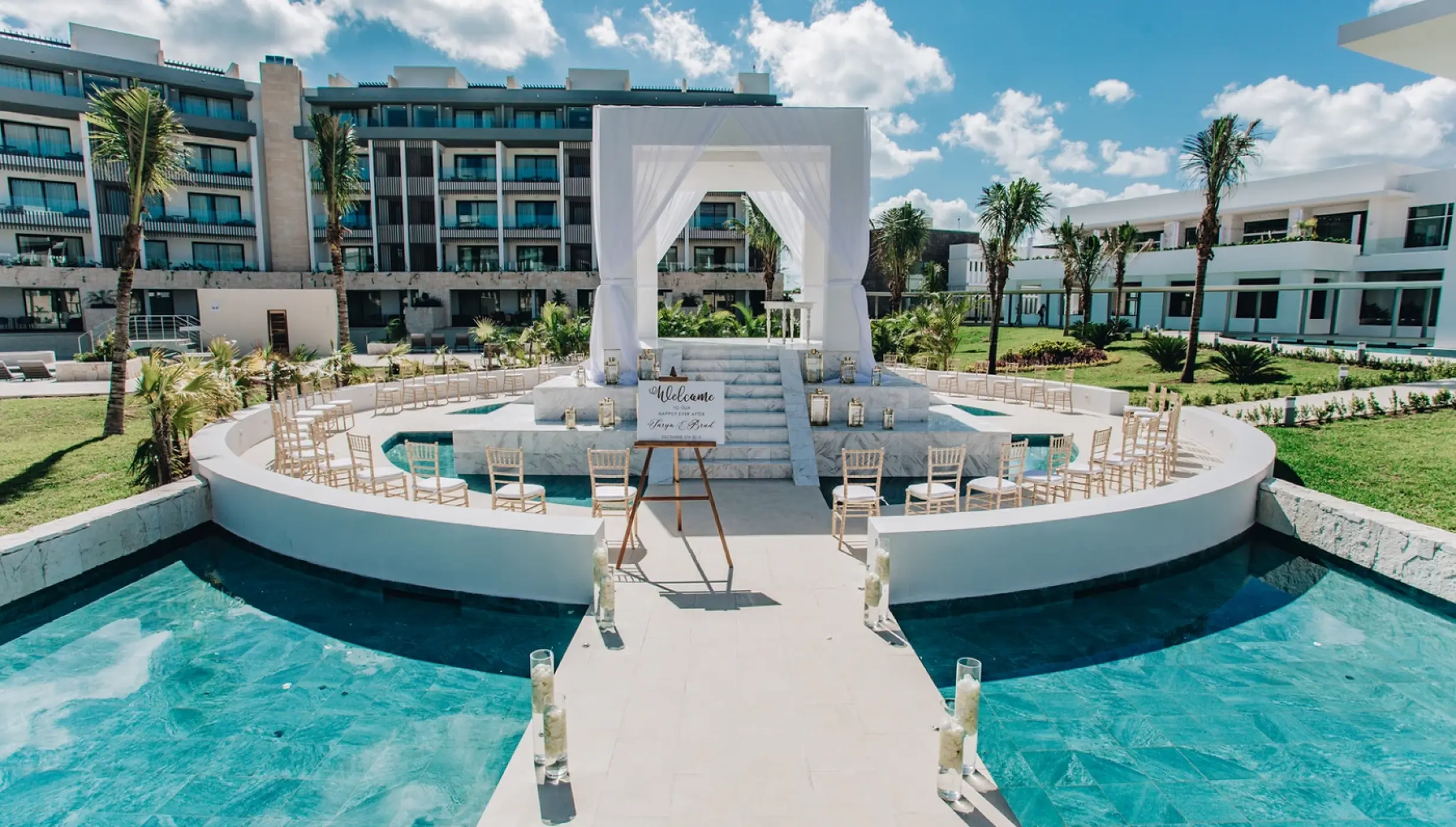 Ceremony decor in the garden gazebo at Majestic Elegance Costa Mujeres