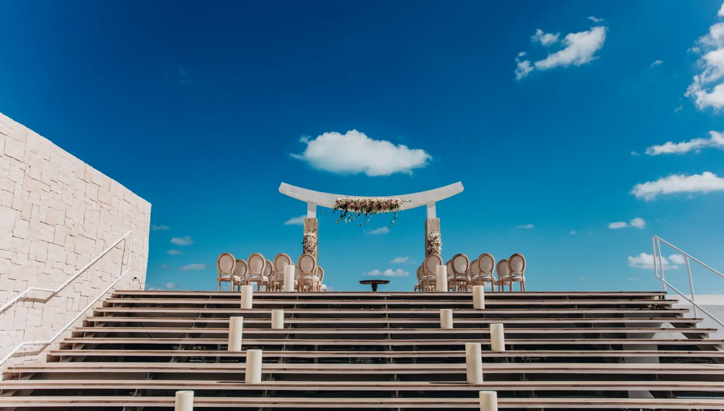 Ceremony decor in Sky wedding gazebo at Majestic Elegance Costa Mujeres