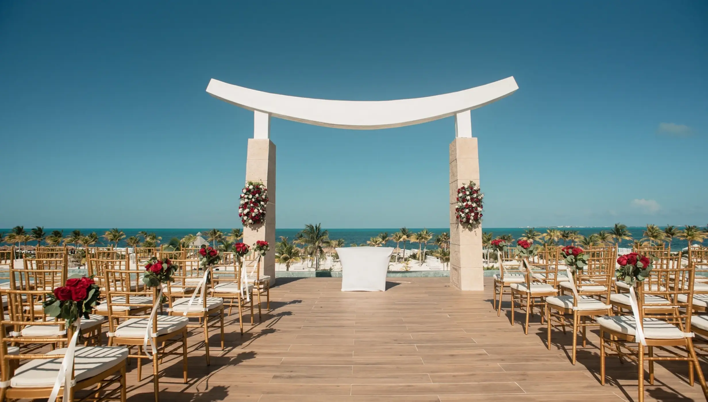 Ceremony decor in Sky wedding gazebo at Majestic Elegance Costa Mujeres