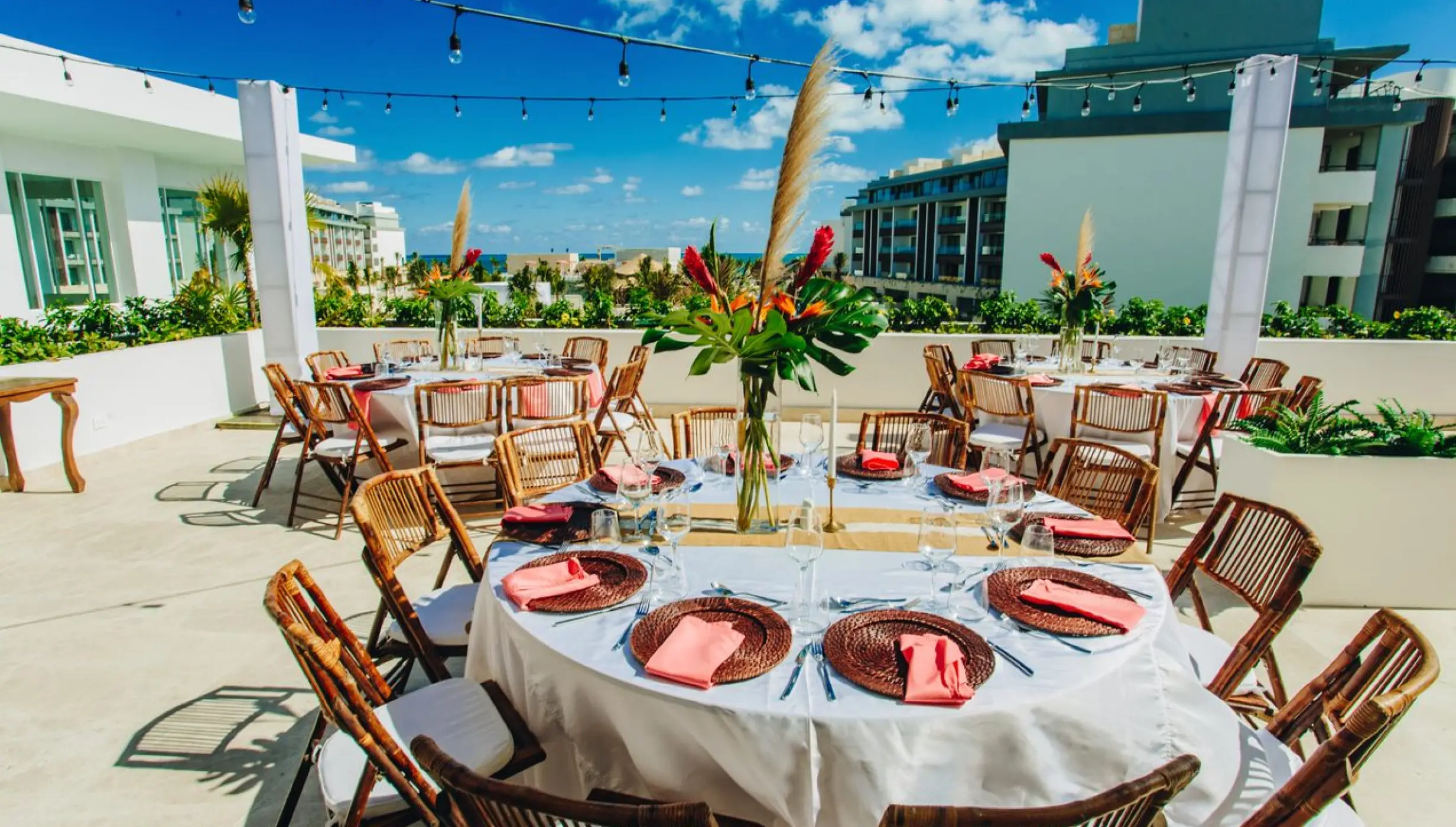 Dinner reception on piano bar terrace at Majestic Elegance Costa Mujeres