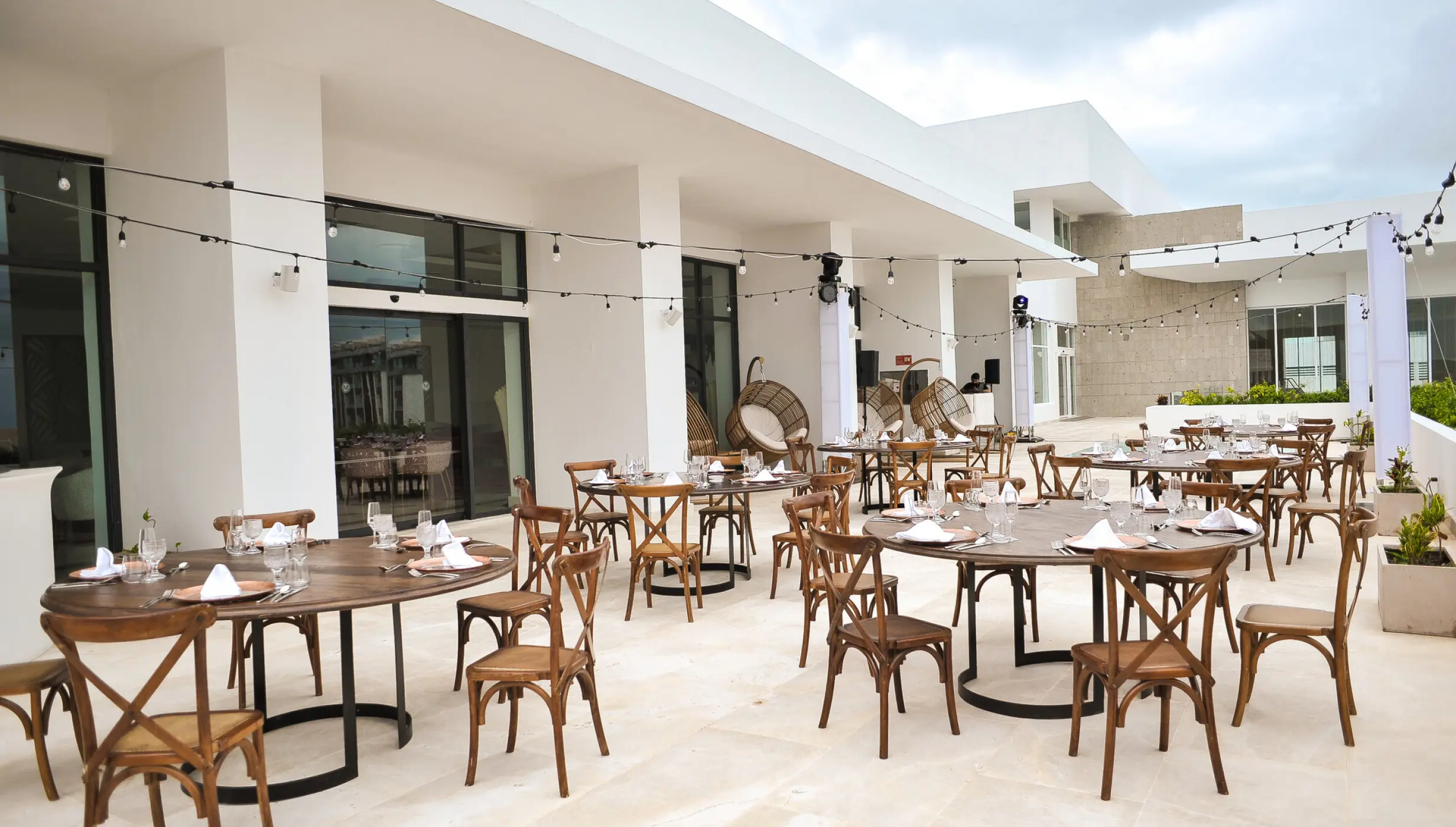 Dinner reception on piano bar terrace at Majestic Elegance Costa Mujeres