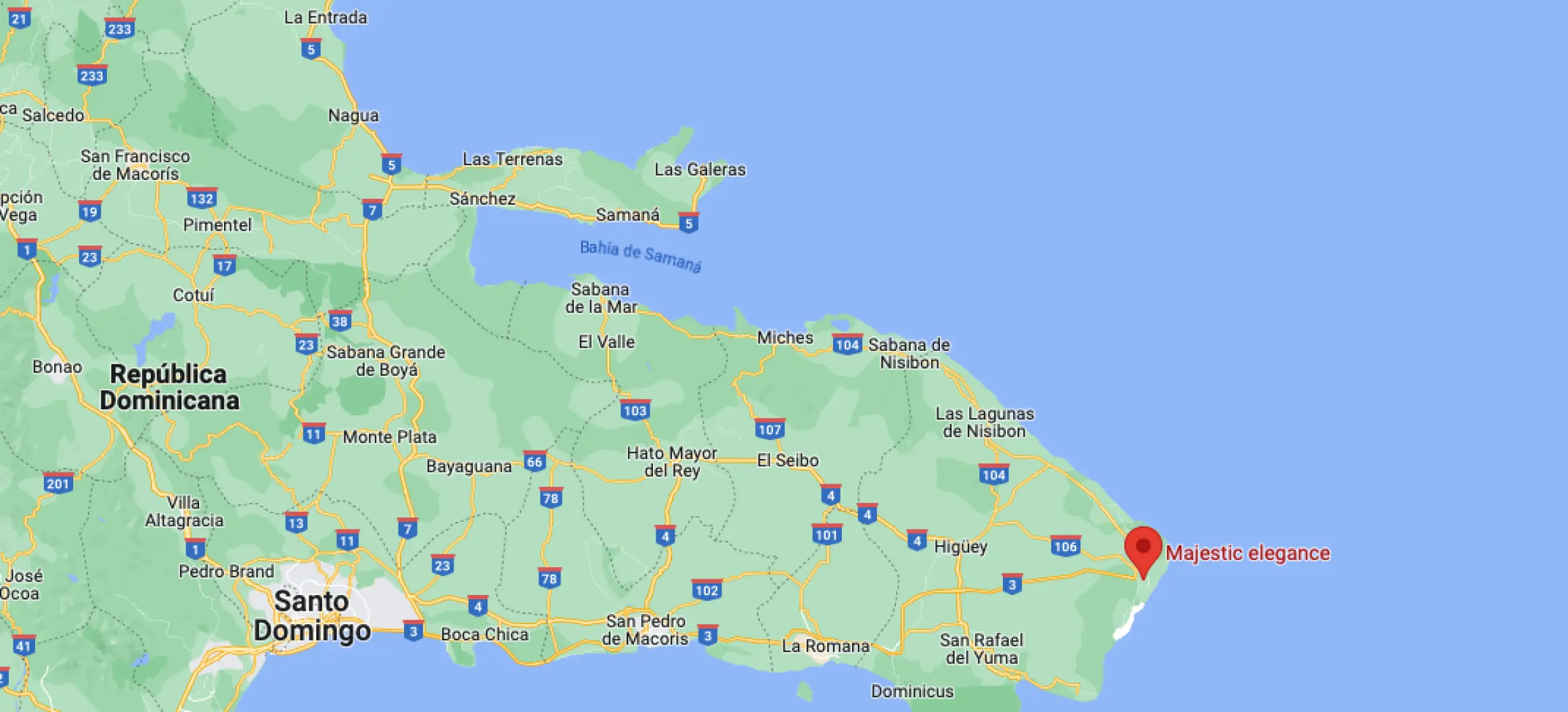 Google maps of Majestic Elegance Punta Cana