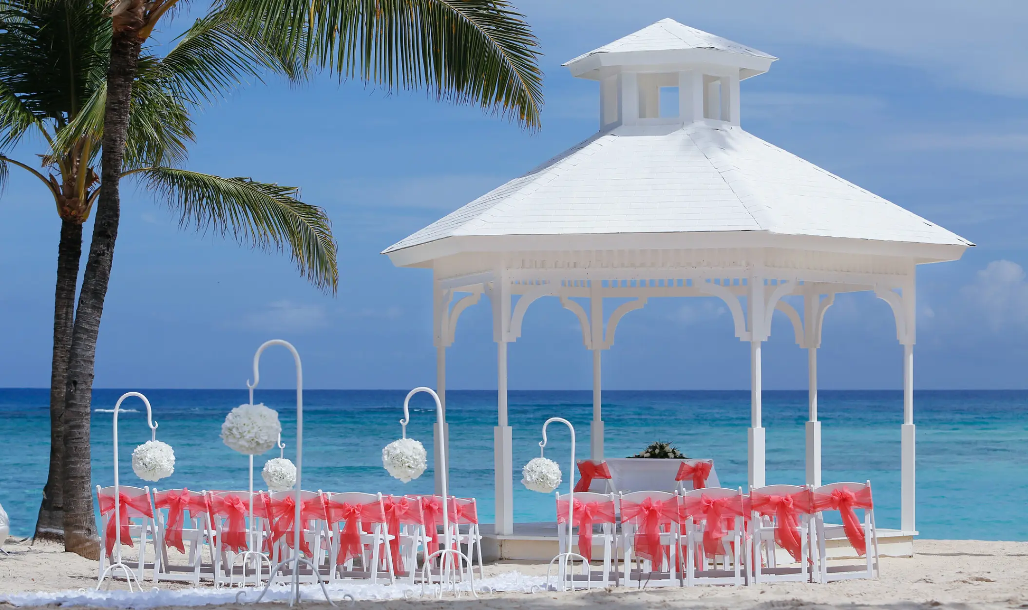 White beach gazebo wedding ceremony at Majestic Elegance, Punta Cana