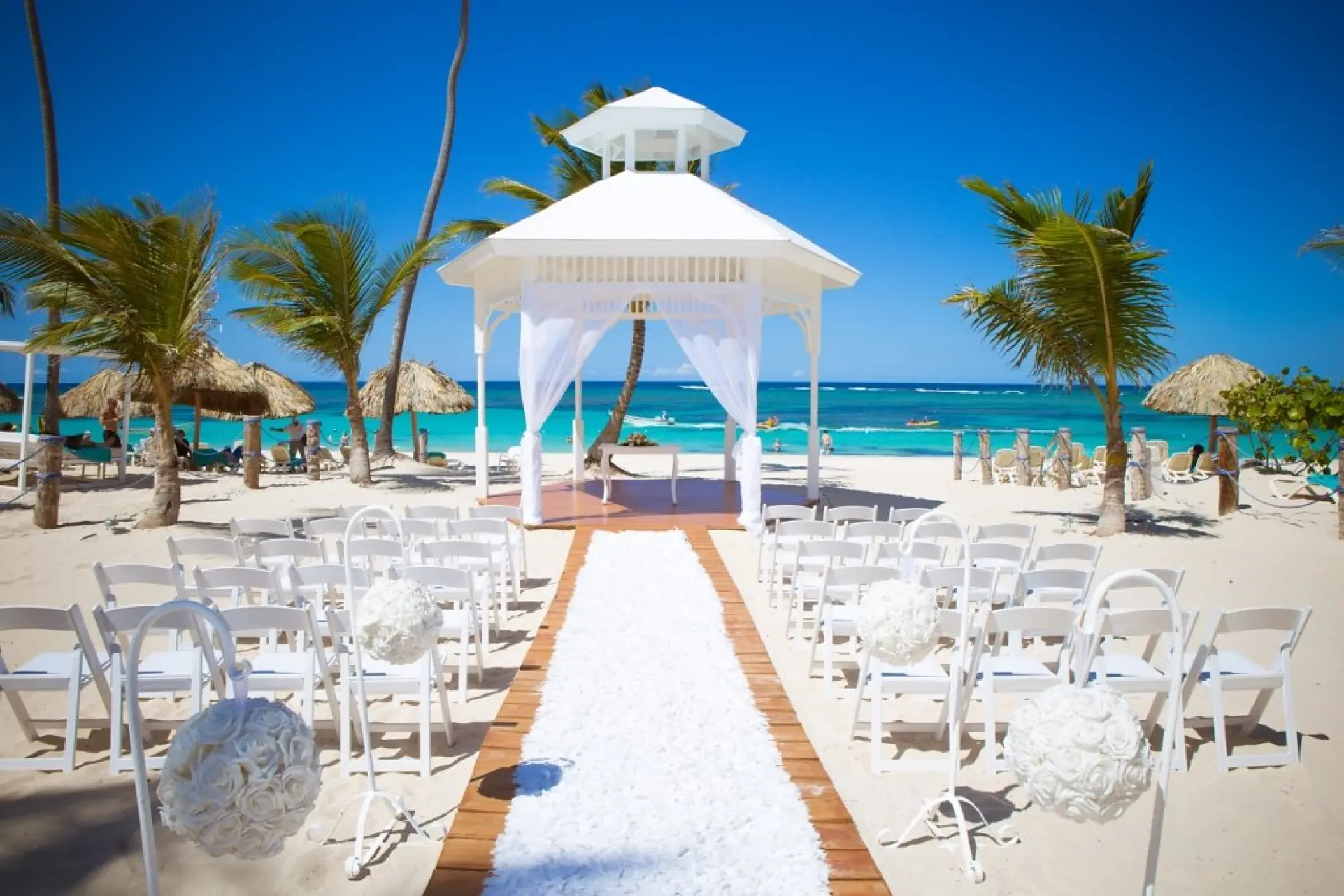 Beachfront wedding ceremony setup at Majestic Mirage, Punta Cana
