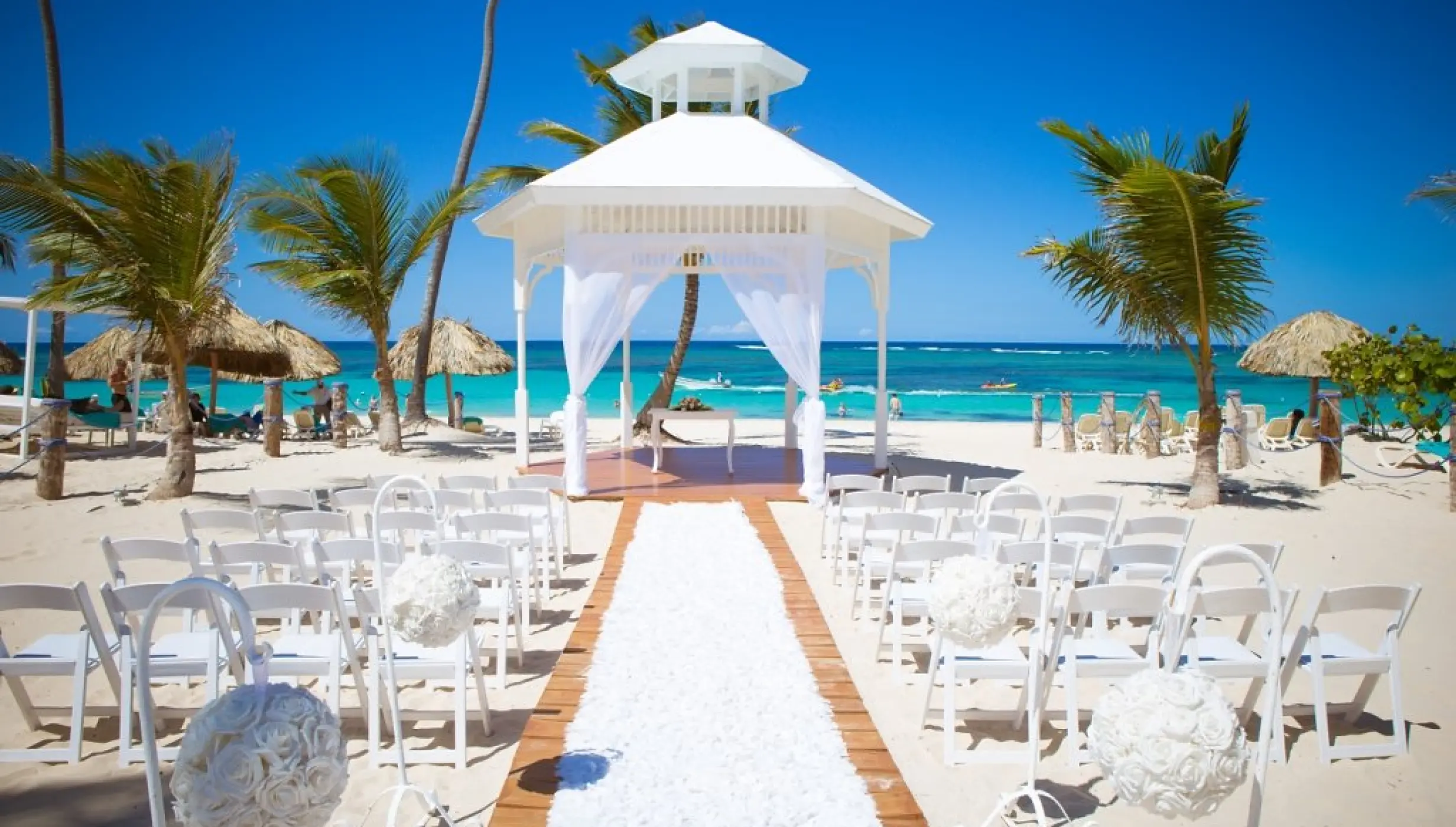 Beachfront wedding ceremony setup at Majestic Mirage, Punta Cana