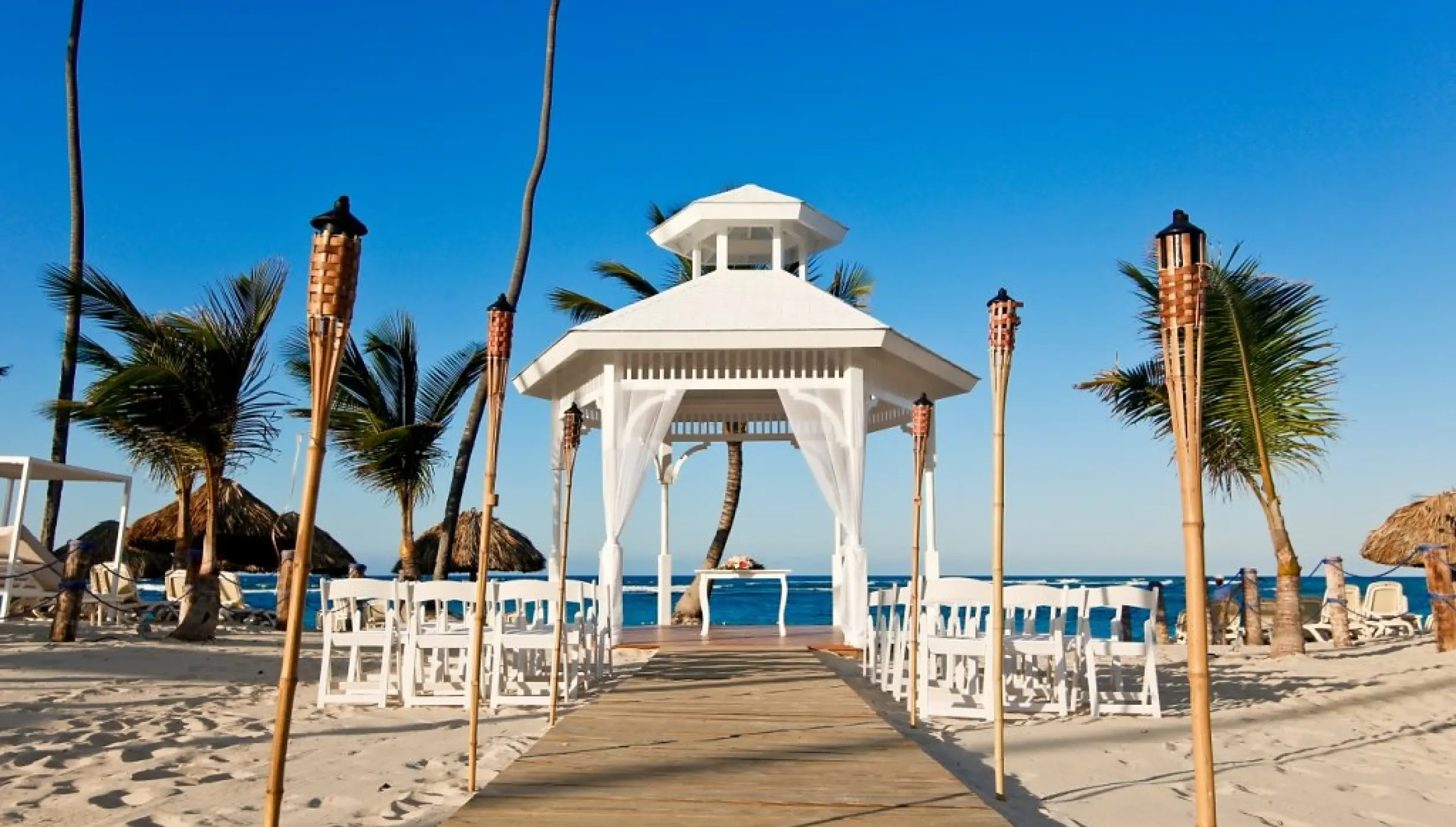 Beachfront wedding ceremony gazebo at Majestic Mirage, Punta Cana