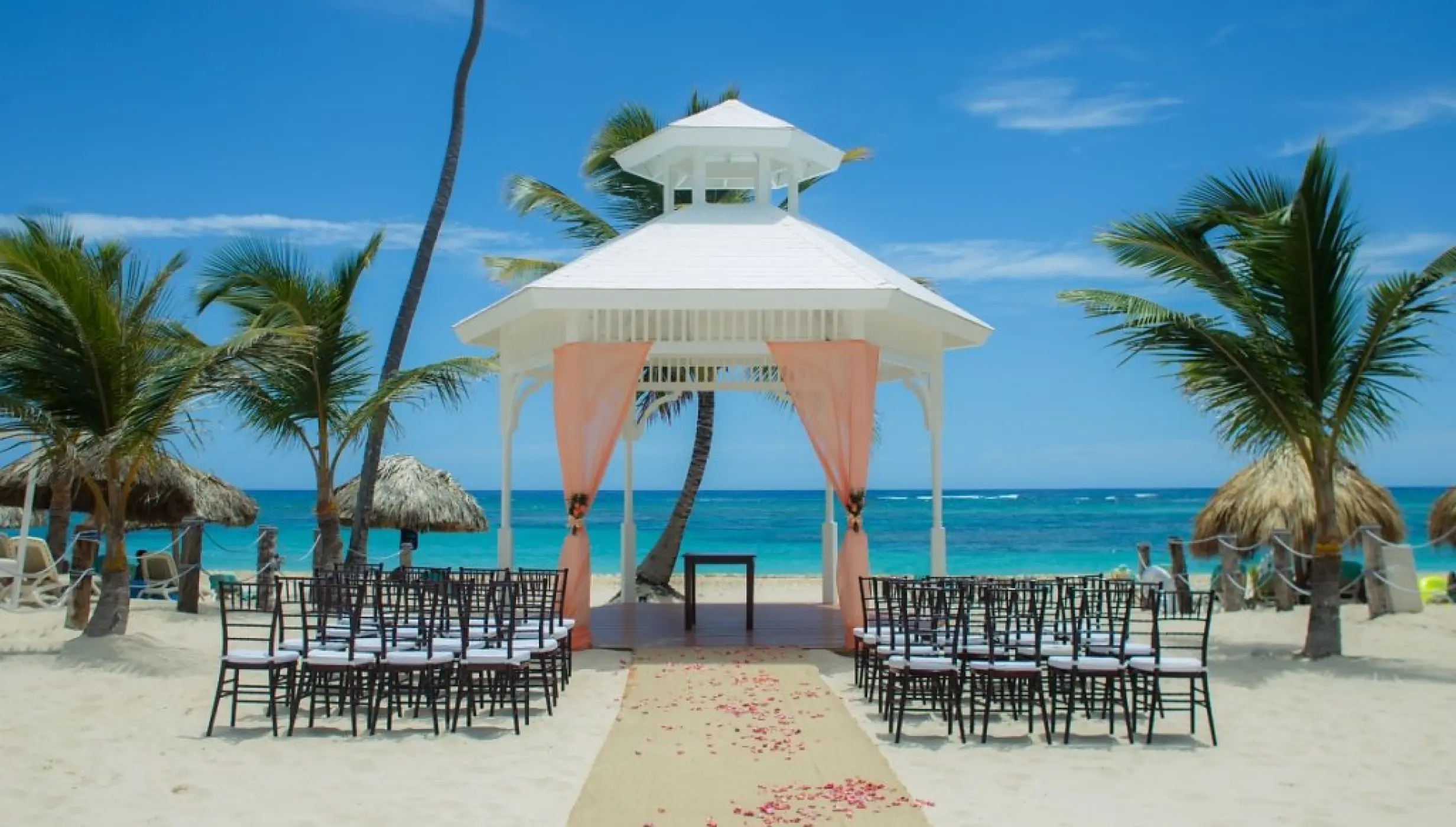 Beachfront wedding ceremony gazebo at Majestic Mirage, Punta Cana