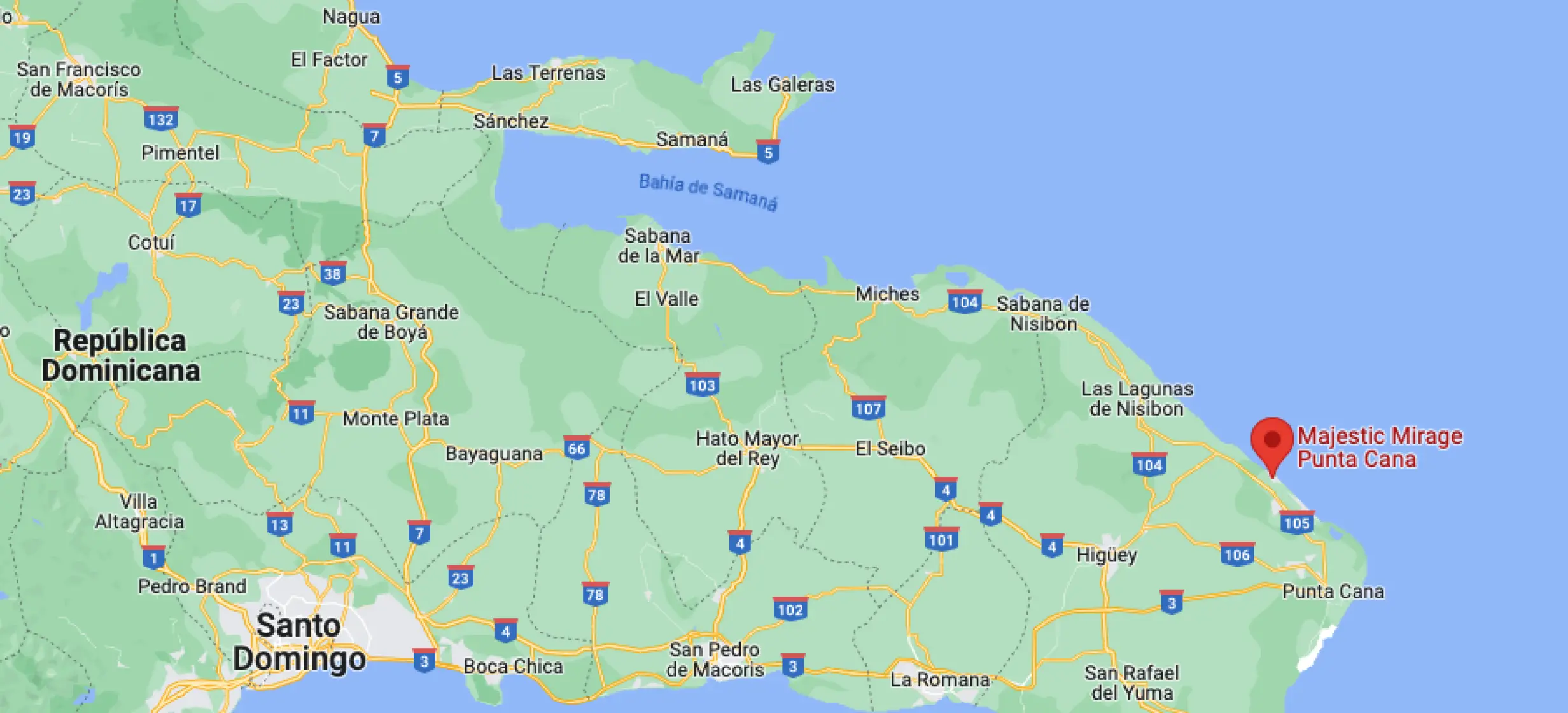 Google maps of Majestic Mirage Punta Cana