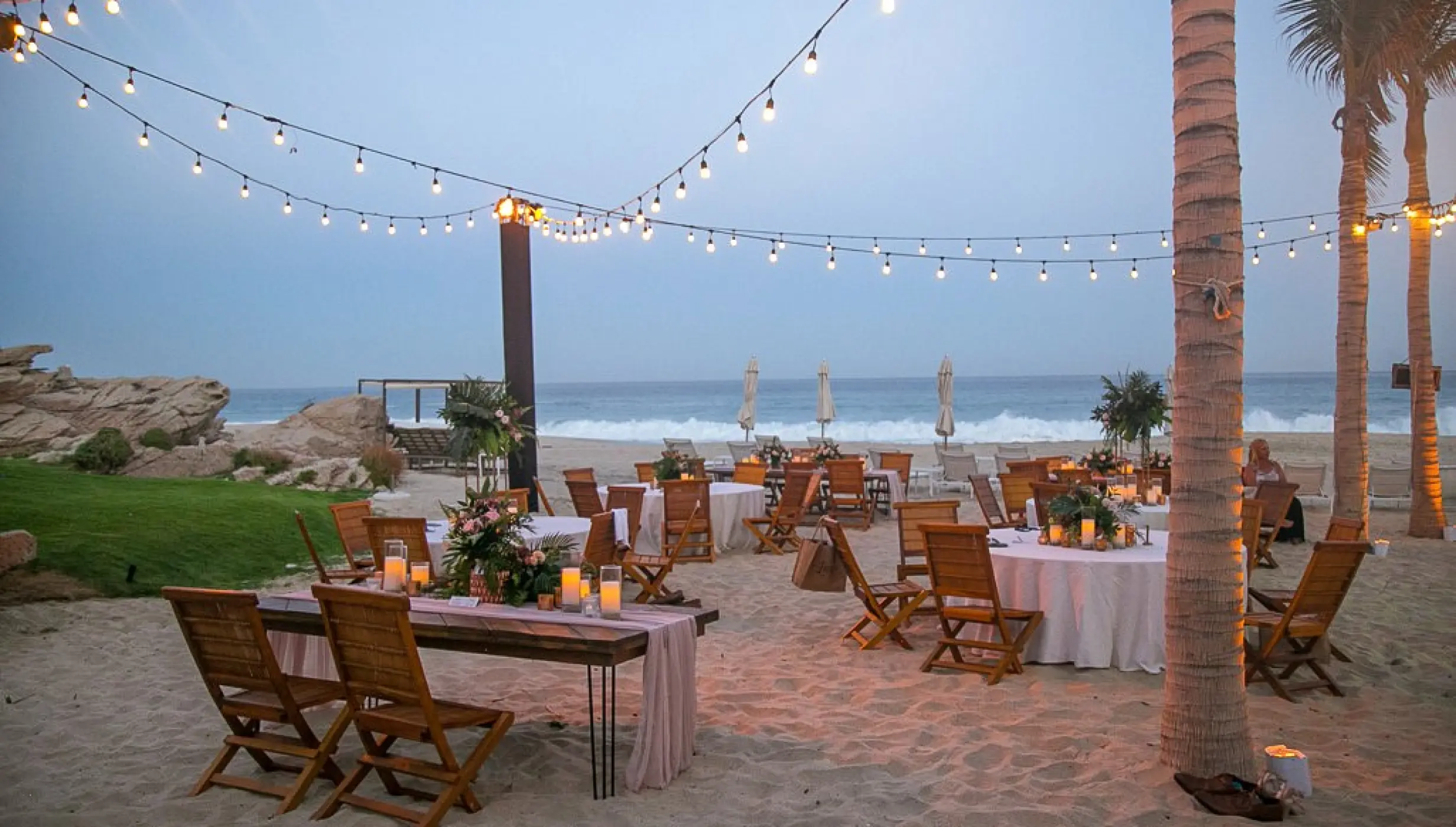 Dinner reception on the beach at Mar del Cabo Resort