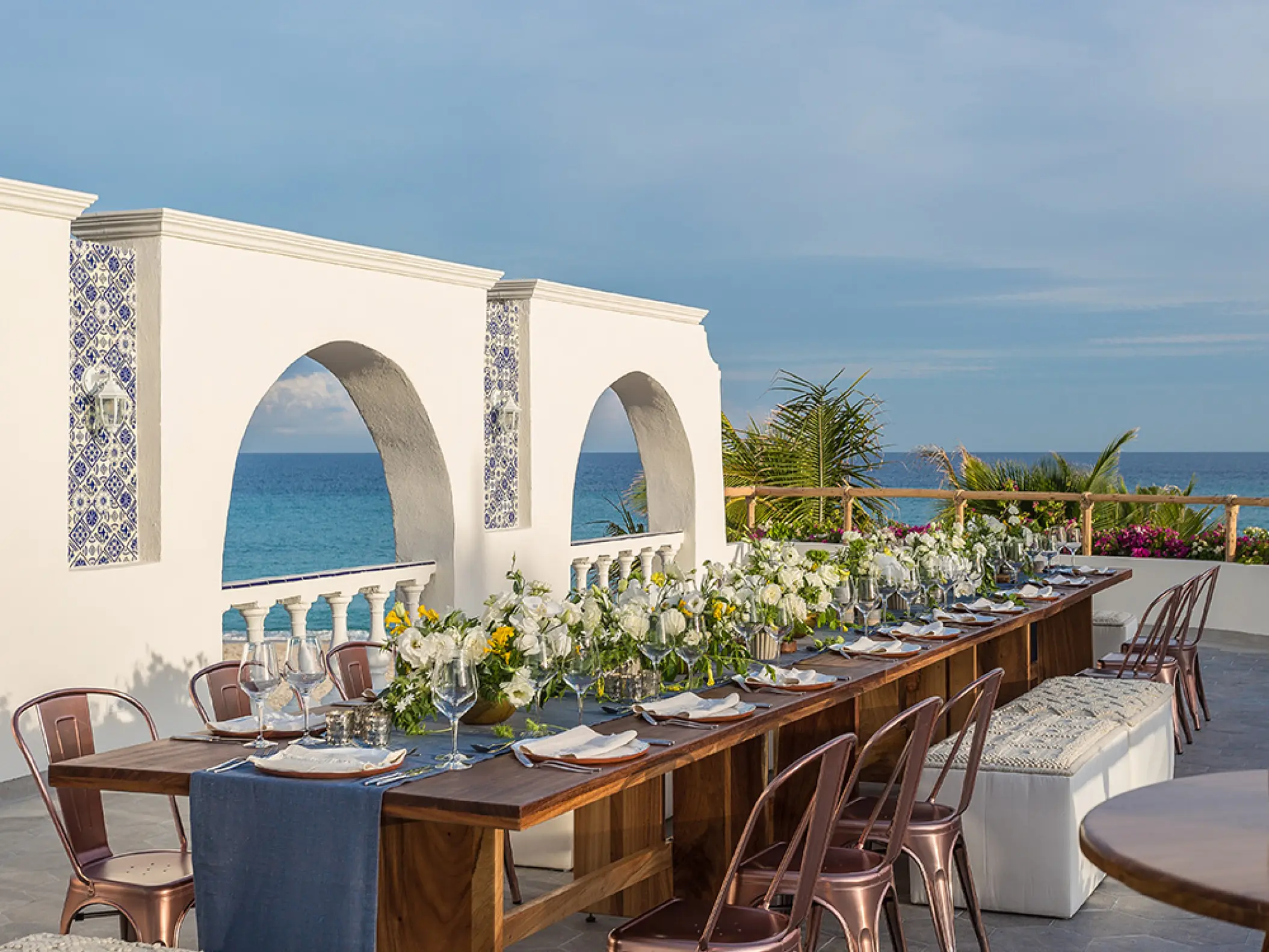 Encanto Terrace wedding reception with ocean views at Mar Del Cabo, Cabo San Lucas