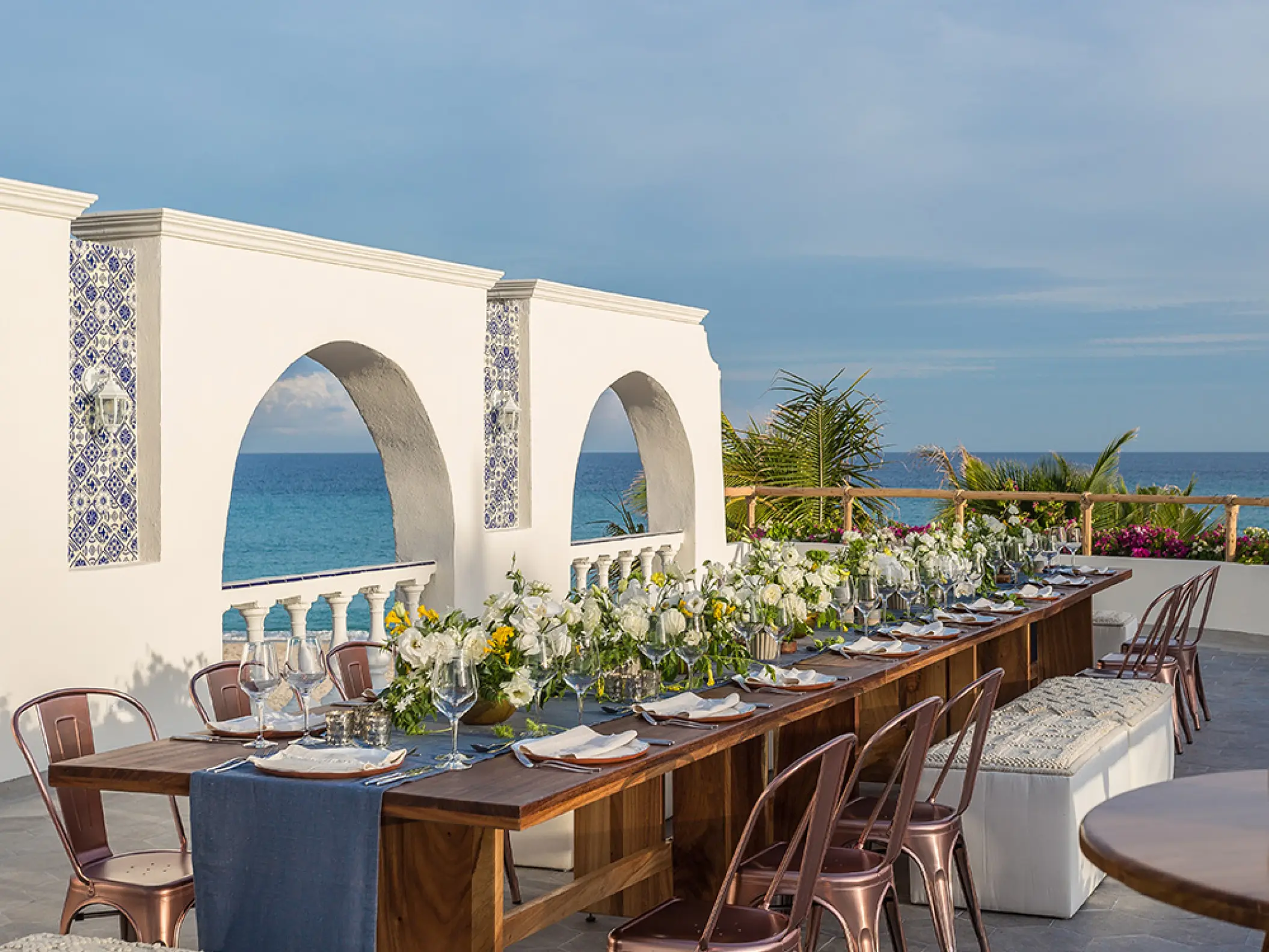 Encanto Terrace wedding reception with ocean views at Mar Del Cabo, Cabo San Lucas