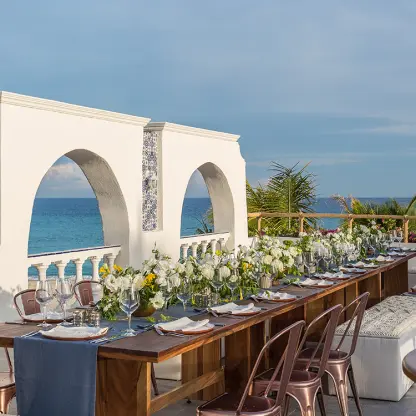 Encanto Terrace wedding reception with ocean views at Mar Del Cabo, Cabo San Lucas