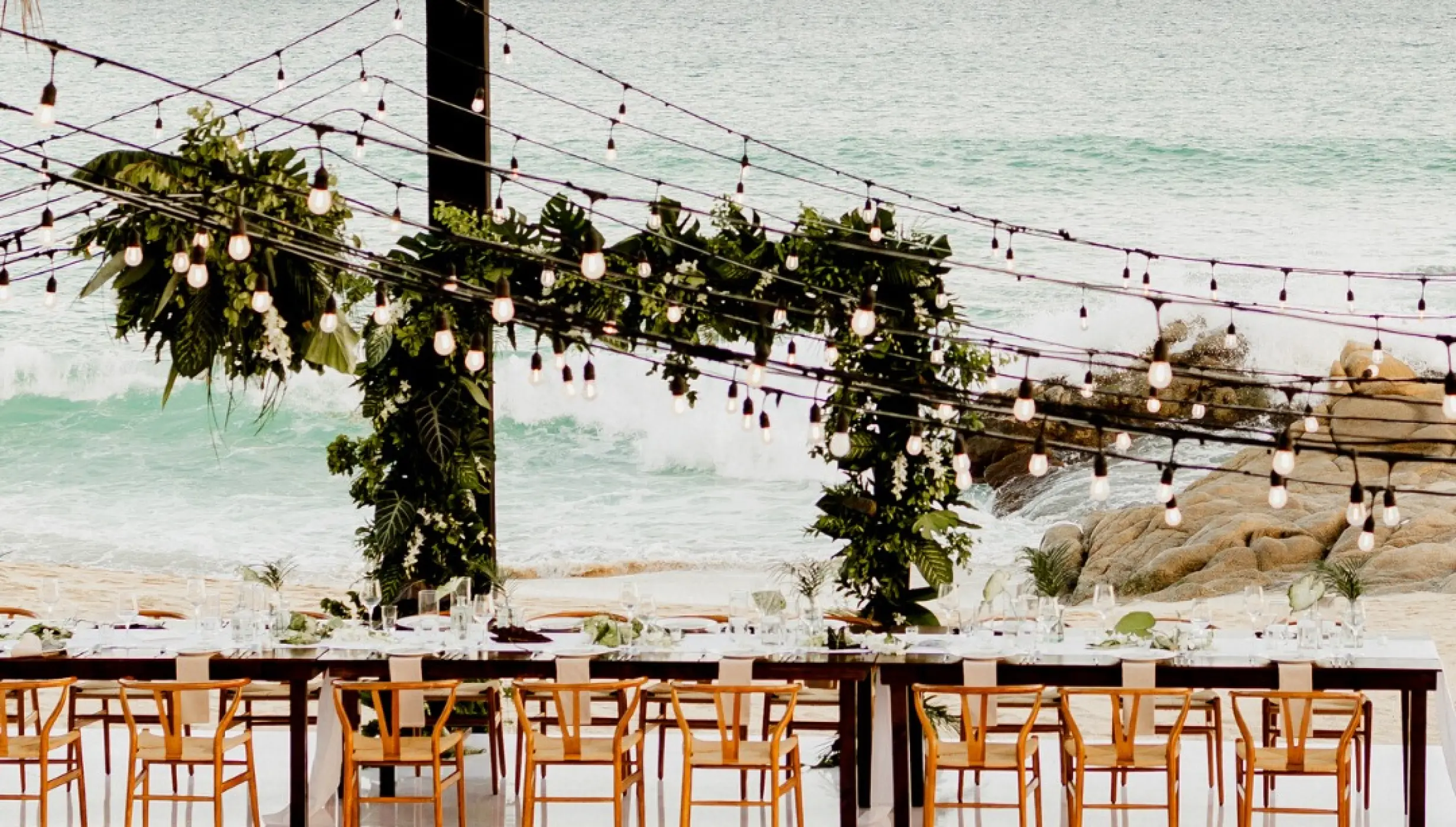 Dinner reception on patio del mar at Mar del Cabo by Velas resort