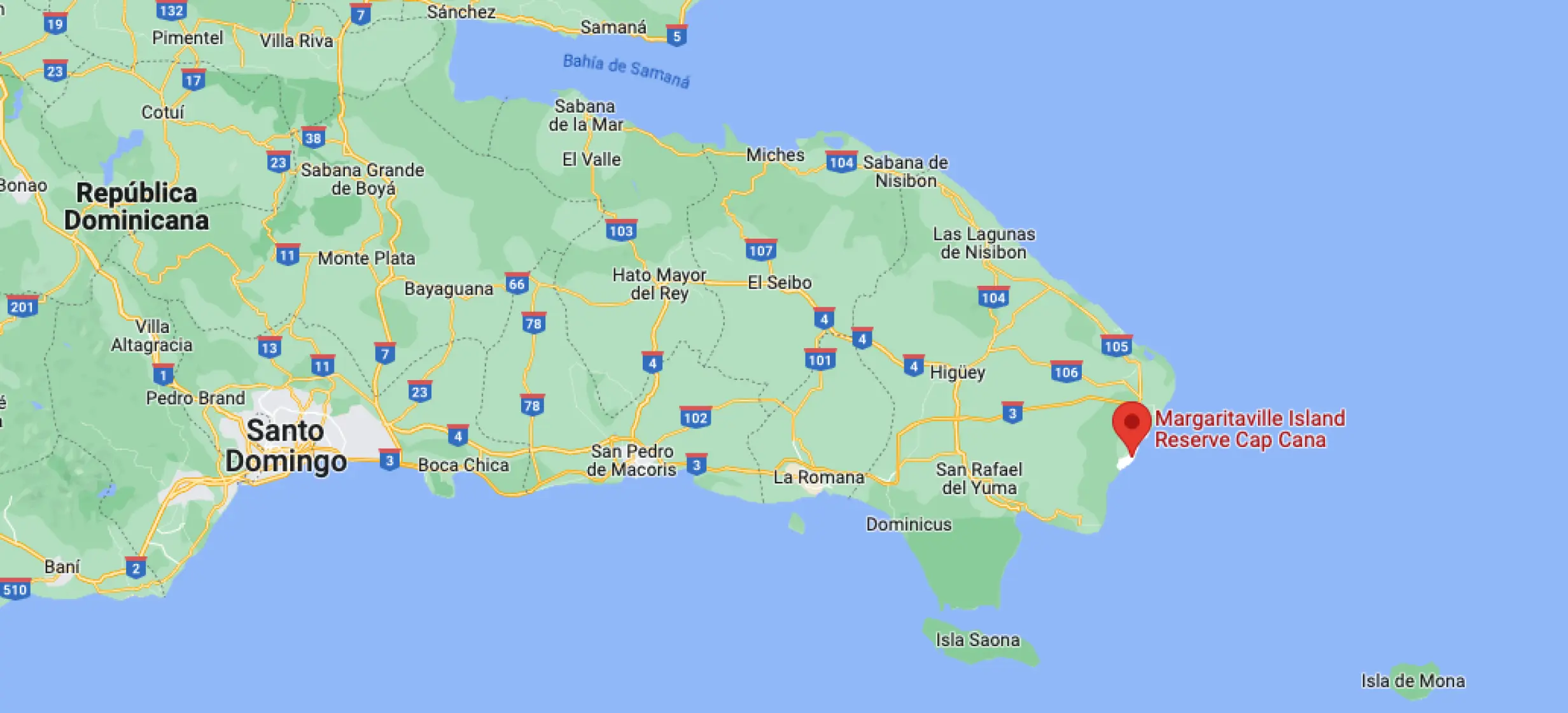 Google maps of Margaritaville Island Reserve Cap Cana
