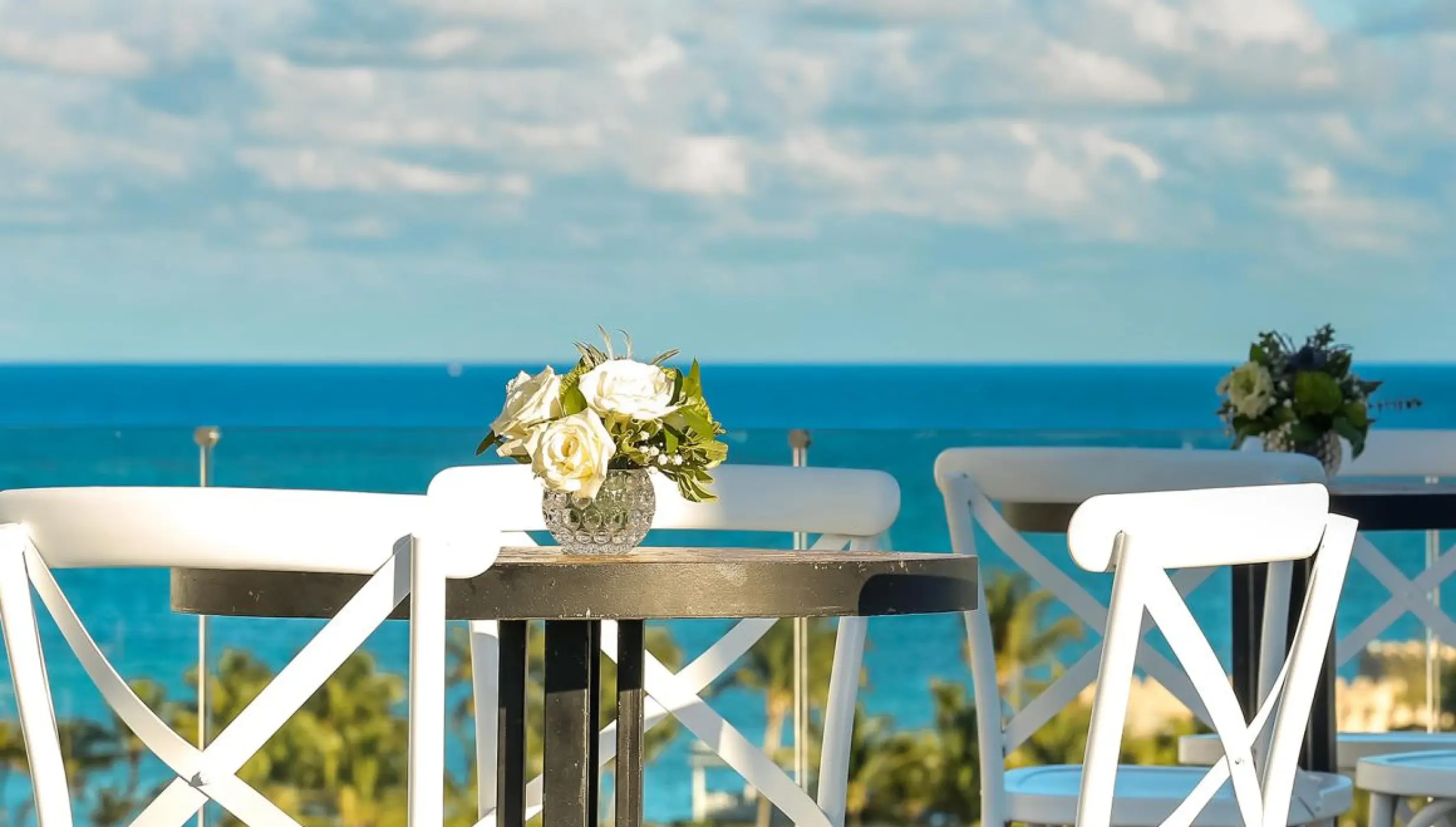 Terrace wedding reception at Margaritaville Cap Cana overlooking the ocean, Punta Cana