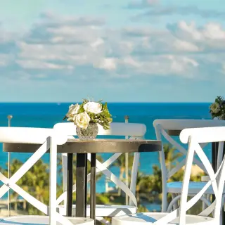 Terrace wedding reception at Margaritaville Cap Cana overlooking the ocean, Punta Cana