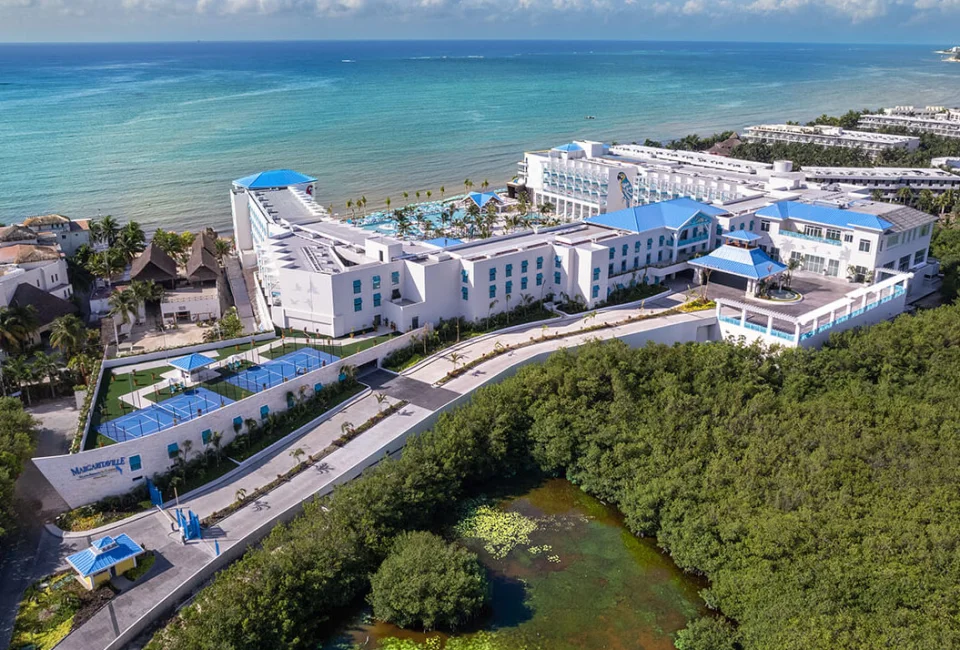 Margaritaville Island Reserve Riviera Maya aerial overview.
