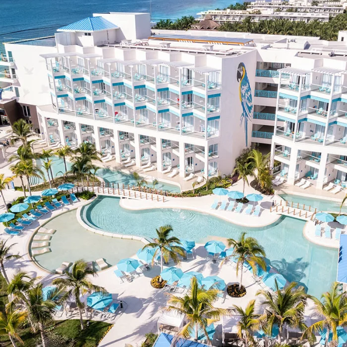 Margaritaville Island Reserve Riviera Maya aerial overview.