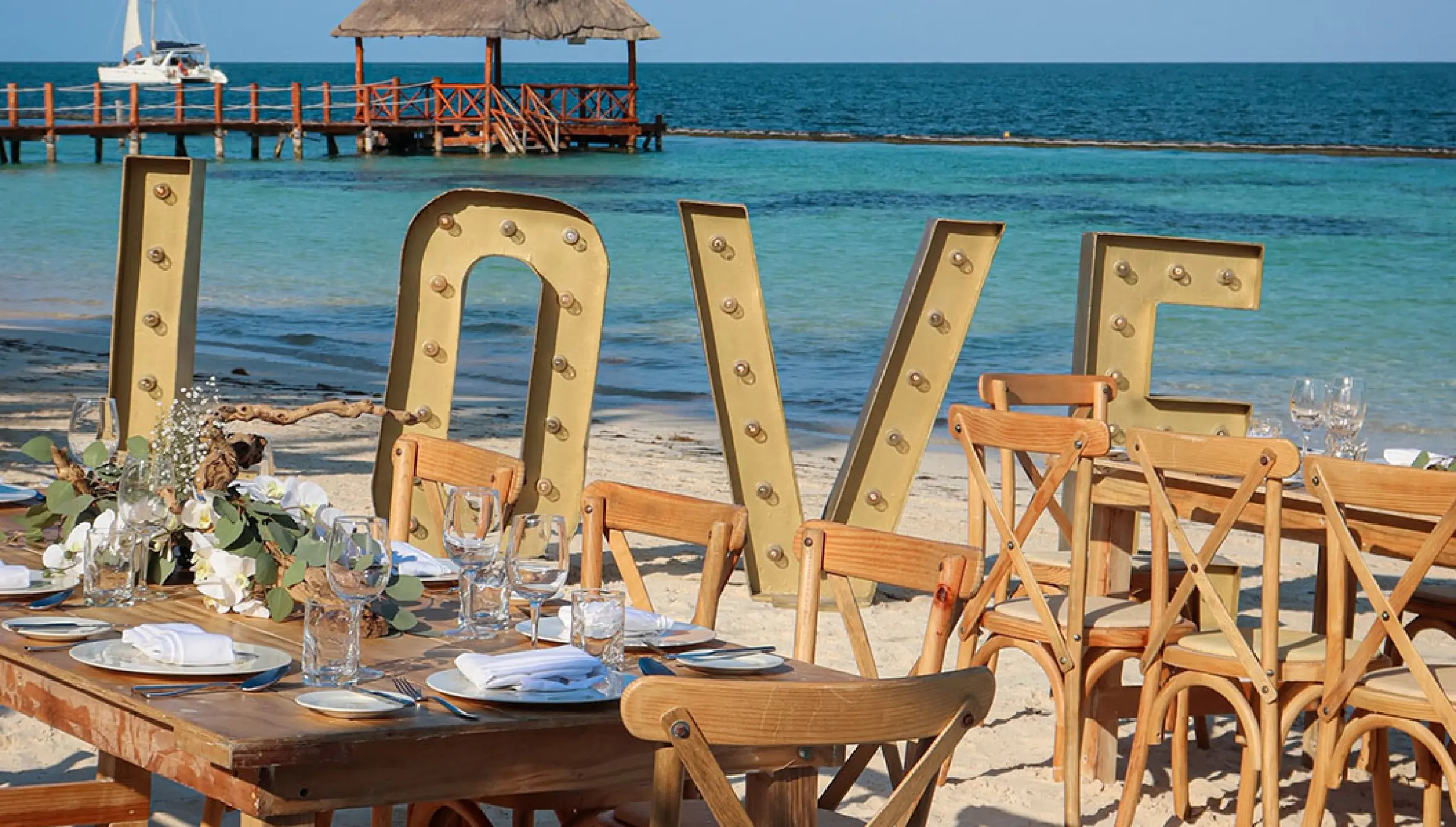 Beach venue at Margaritaville Island Reserve Riviera Cancun.