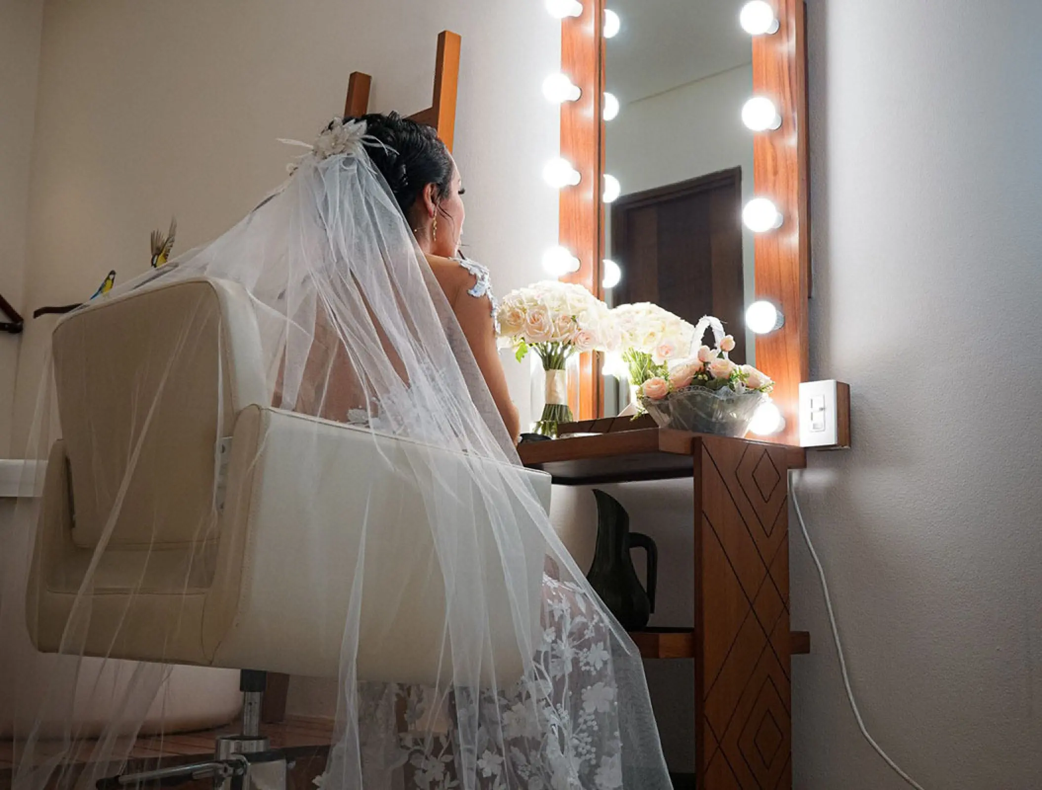 Bride getting ready at Margaritaville Island Reserve Riviera Cancun