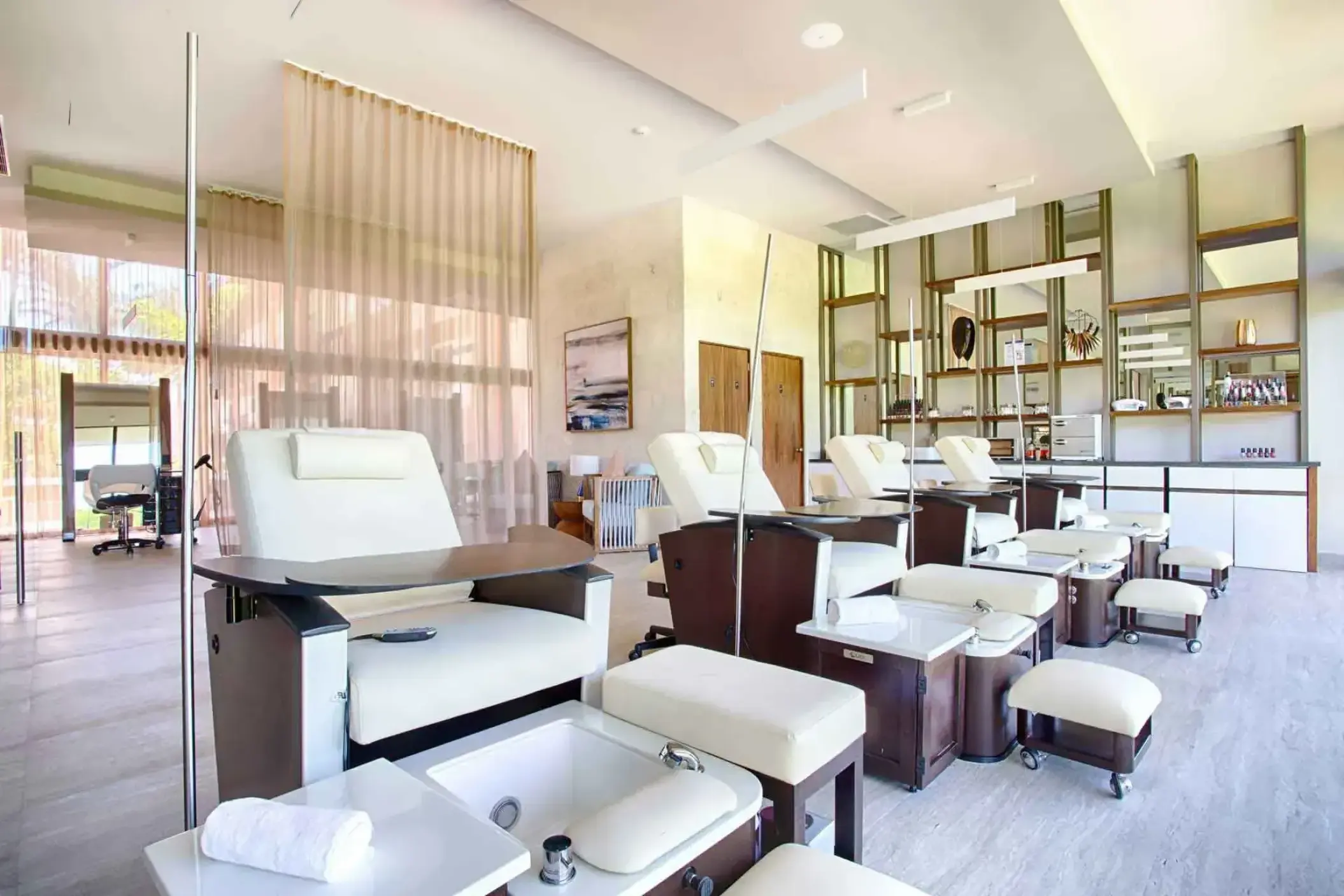 Pedicure stations and beauty salon chairs at Marival Armony, Puerto Vallarta