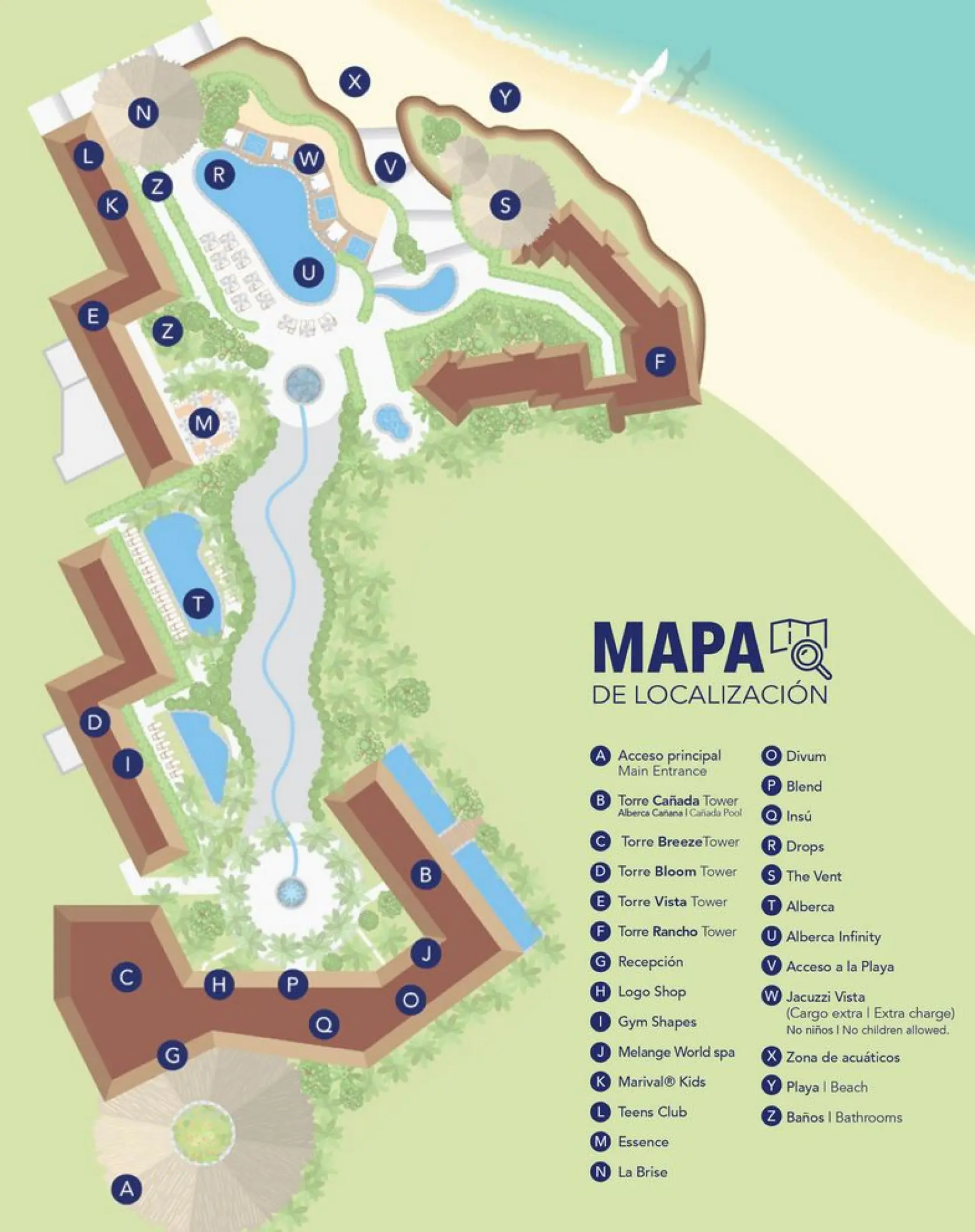 Resort map of Marival Armony, Puerto Vallarta