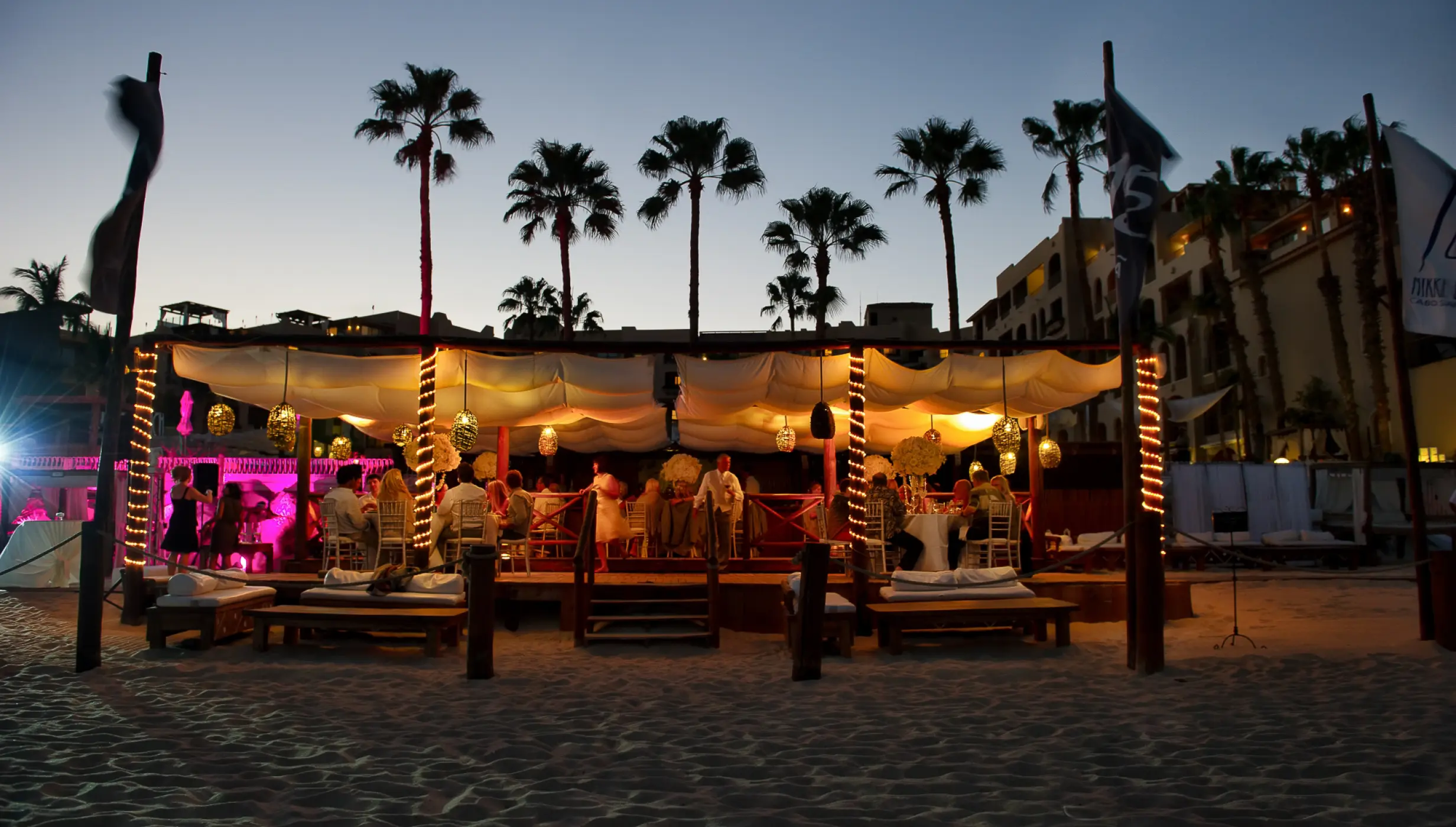 Dinner reception on the beach at ME Cabo