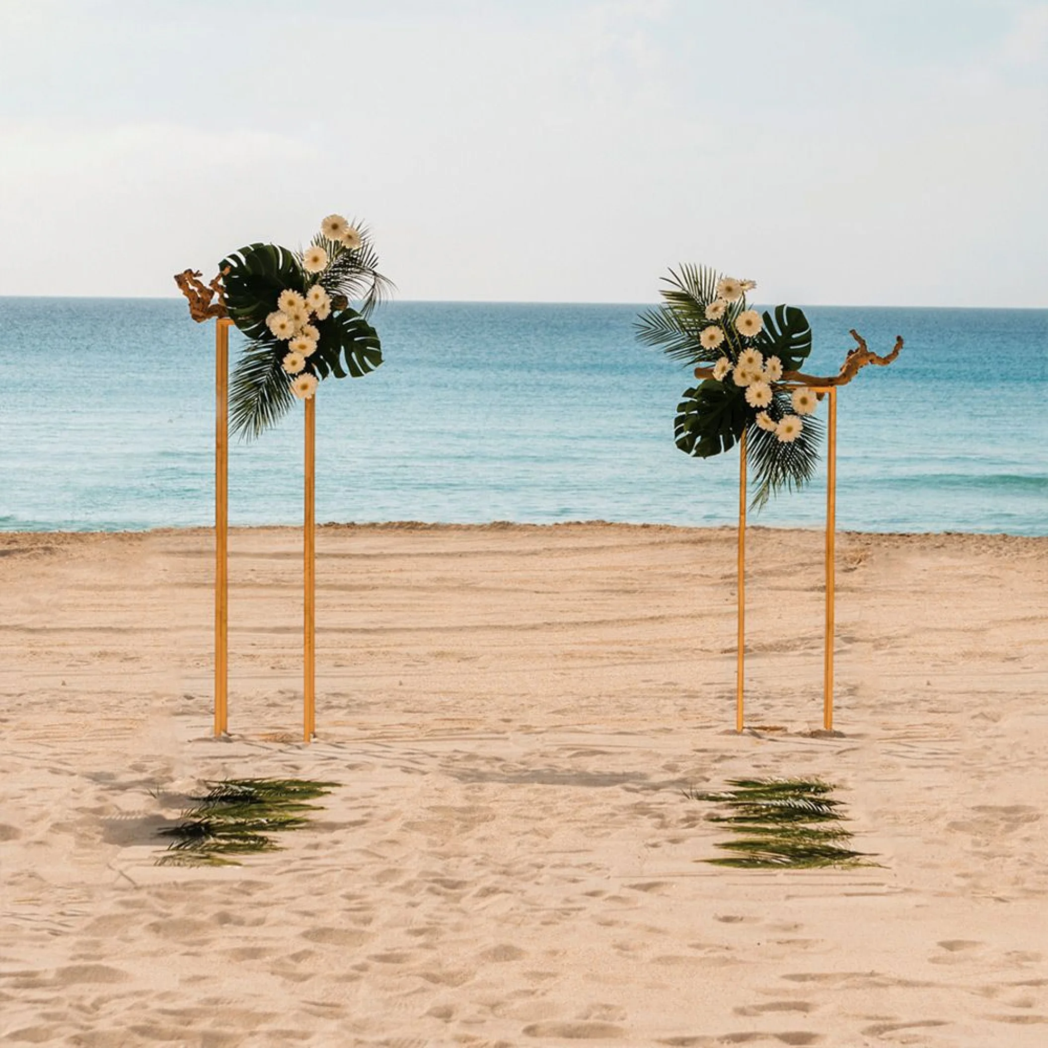 Ceremony decor in beach wedding venue at Moon Palace Resort