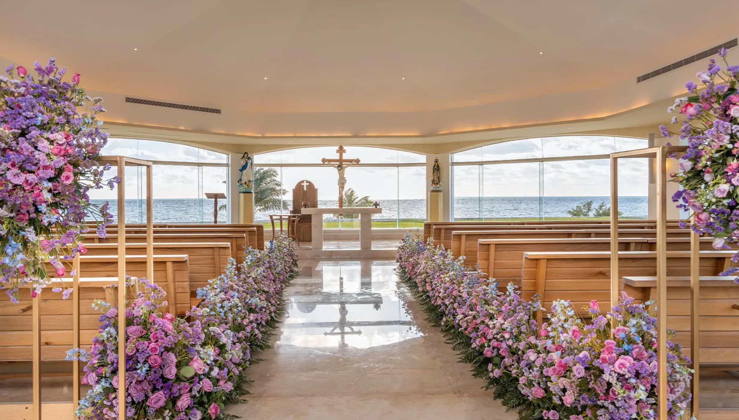 Chapel wedding ceremony venue with ocean views at Moon Palace Cancun