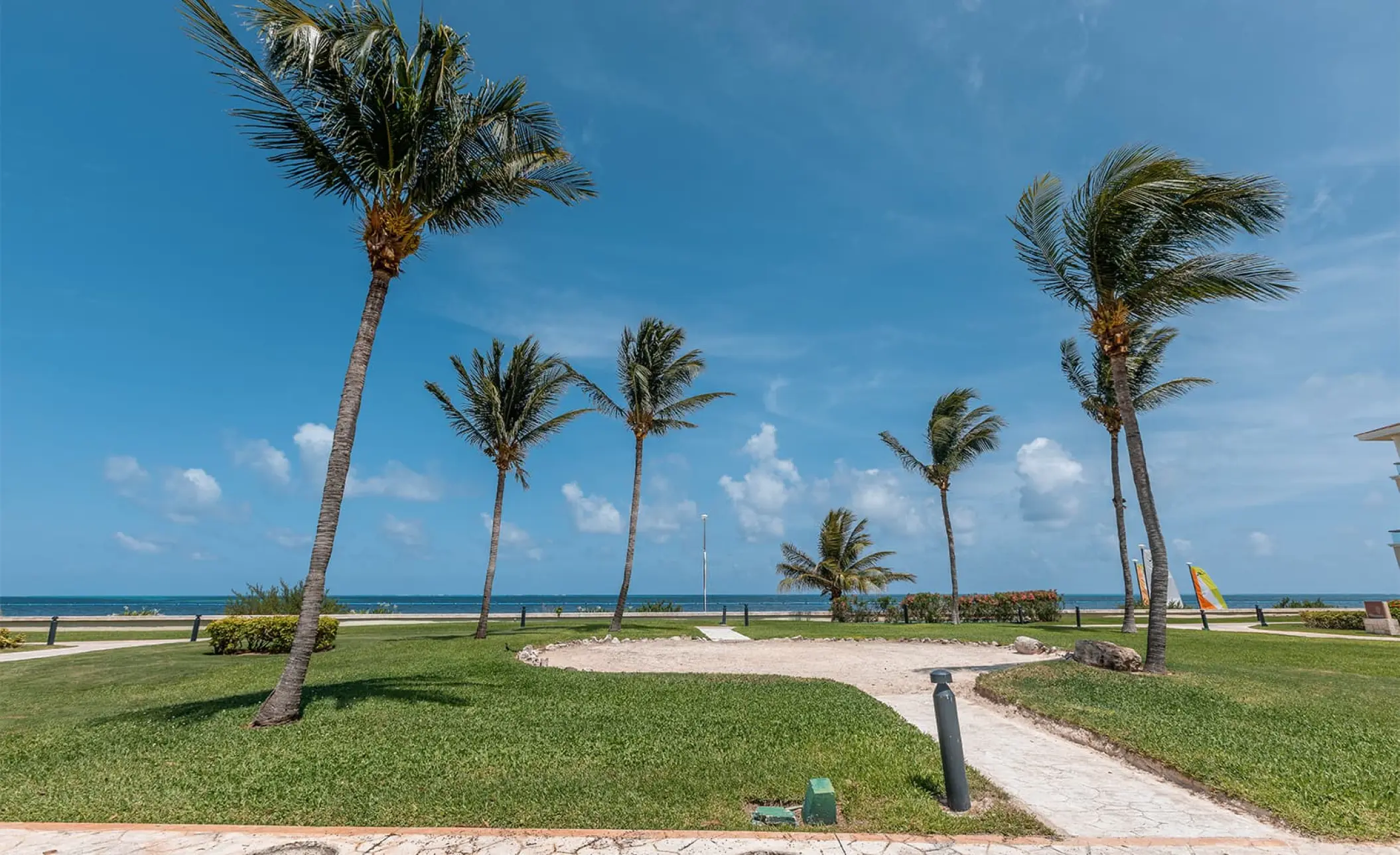 Moon Palace Cancun meditation garden with palm trees overlooking the ocean