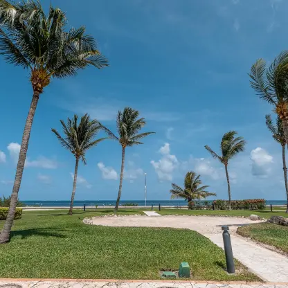 Moon Palace Cancun meditation garden with palm trees overlooking the ocean