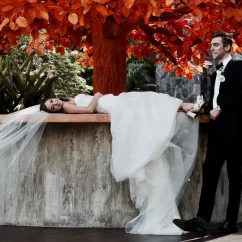 Mousai wedding couple relaxing.