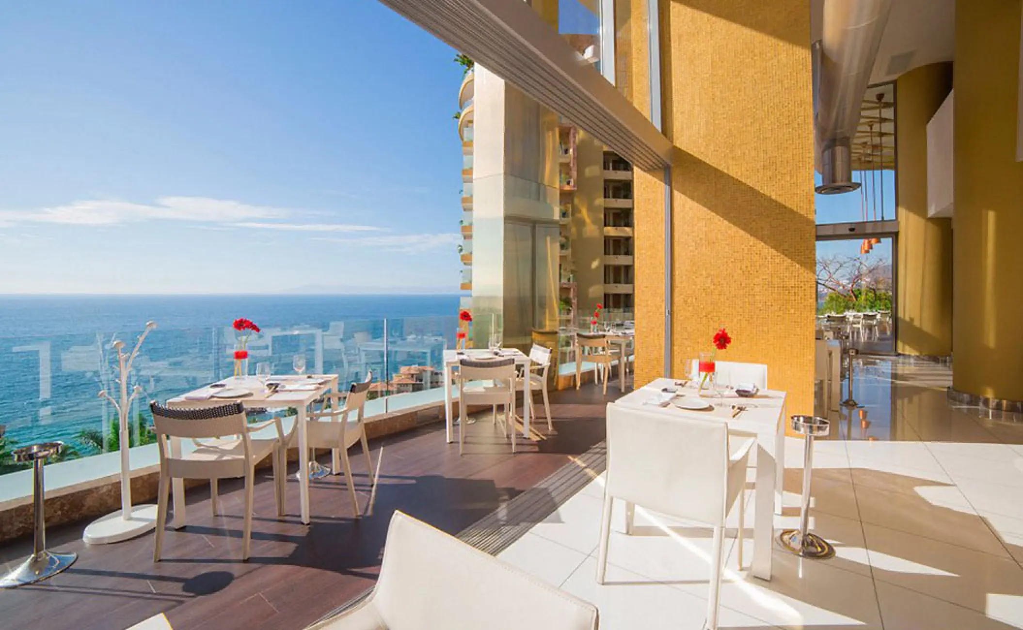 Hiroshi restaurant terrace overlooking the ocean at Hotel Mousai, Puerto Vallarta