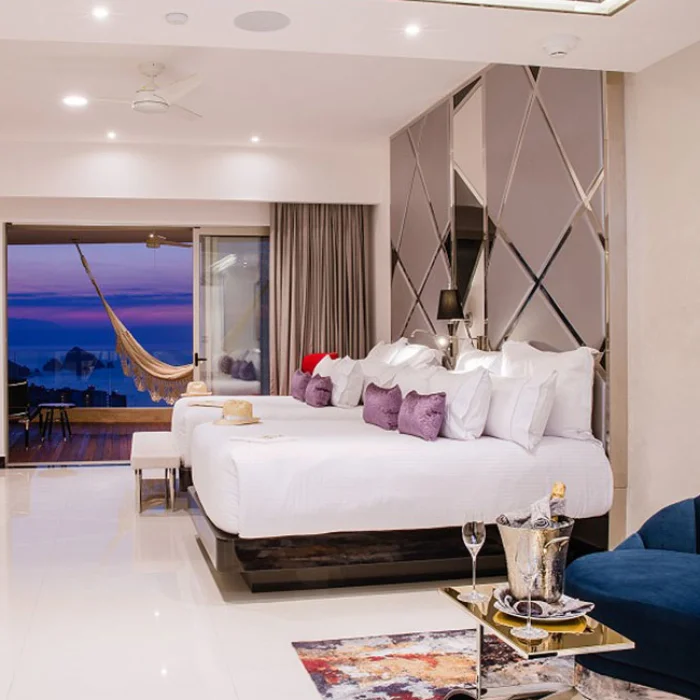 Double bed suite at Hotel Mousai Rooms and Suites.