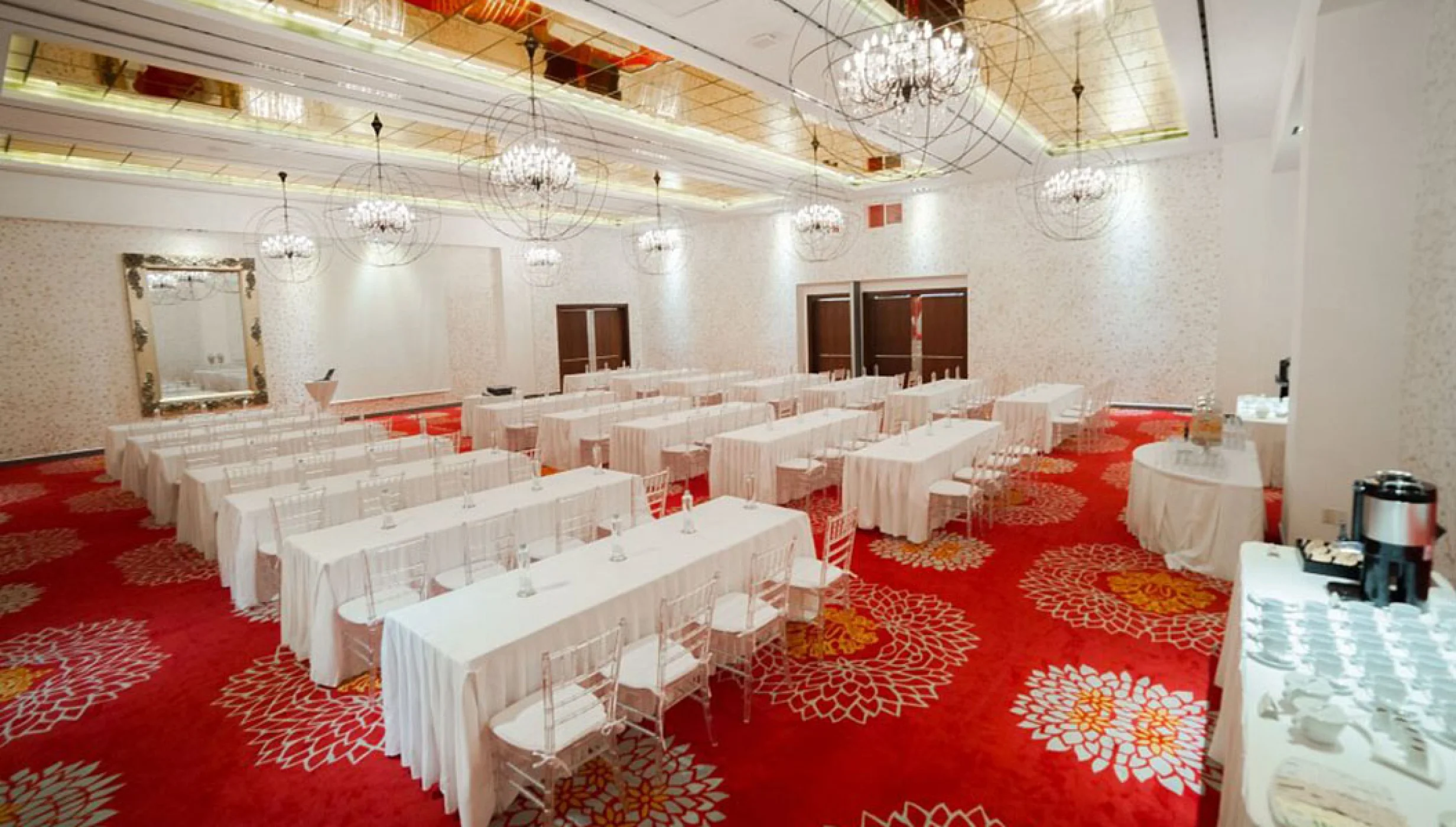 Hotel Mousai Red Room Ballroom Wedding Venue.