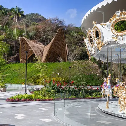 White and gold carousel at Tierra Luna Terrace in Garza Blanca Puerto Vallarta