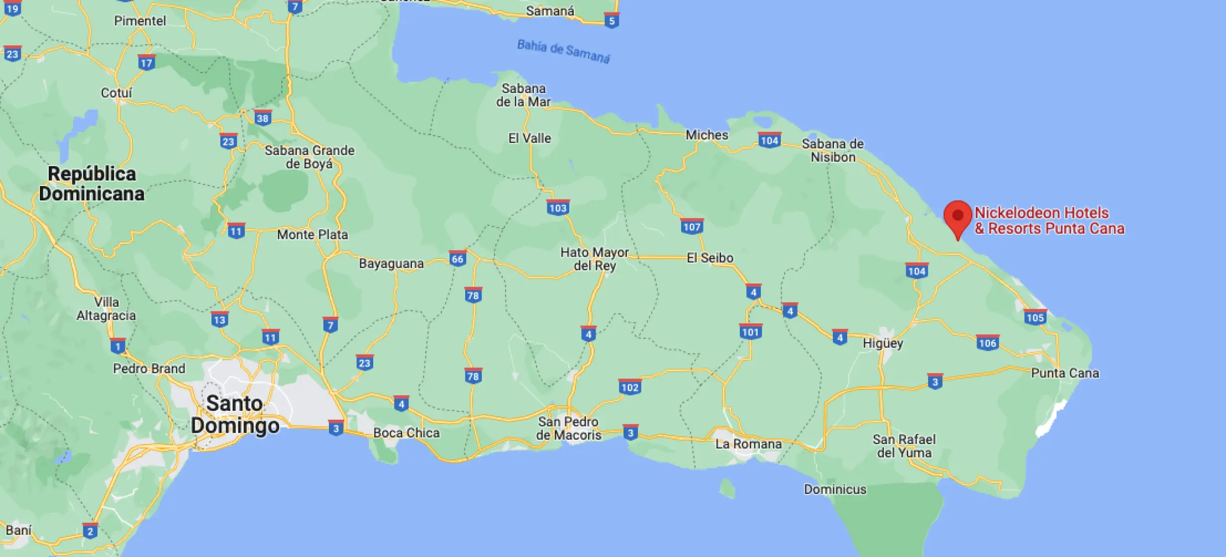 Google maps of Nickelodeon Hotels & Resorts Punta Cana