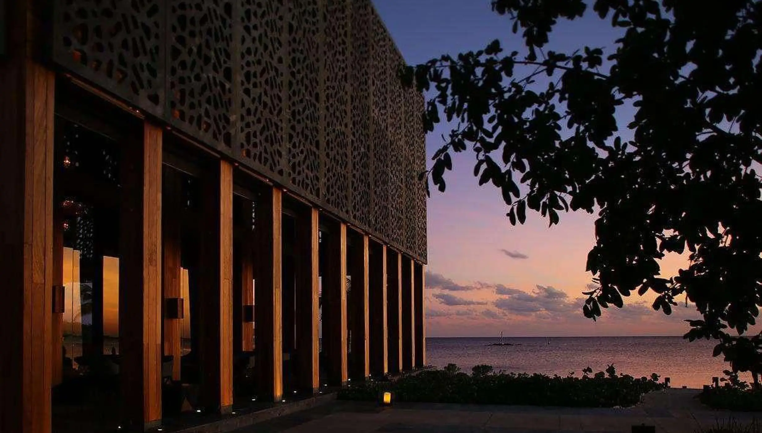 Akan Terrace at sunset overlooking the ocean at Nizuc Resort, Cancun