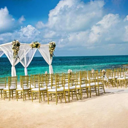 Ceremony decor on Reef beach at Nizuc Resort and Spa