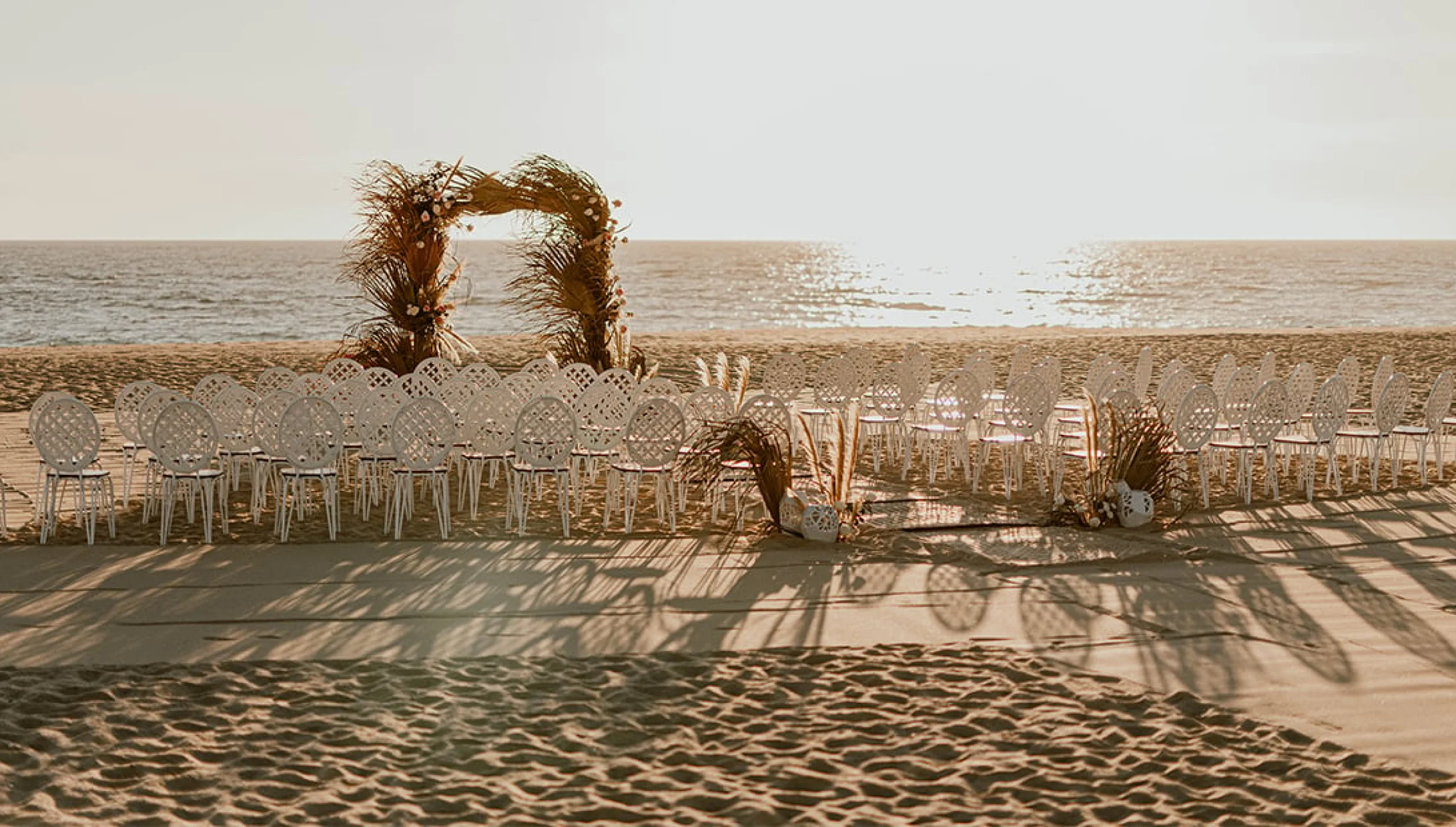 Ceremony decor on the beach at Nobu Hotel Los Cabos